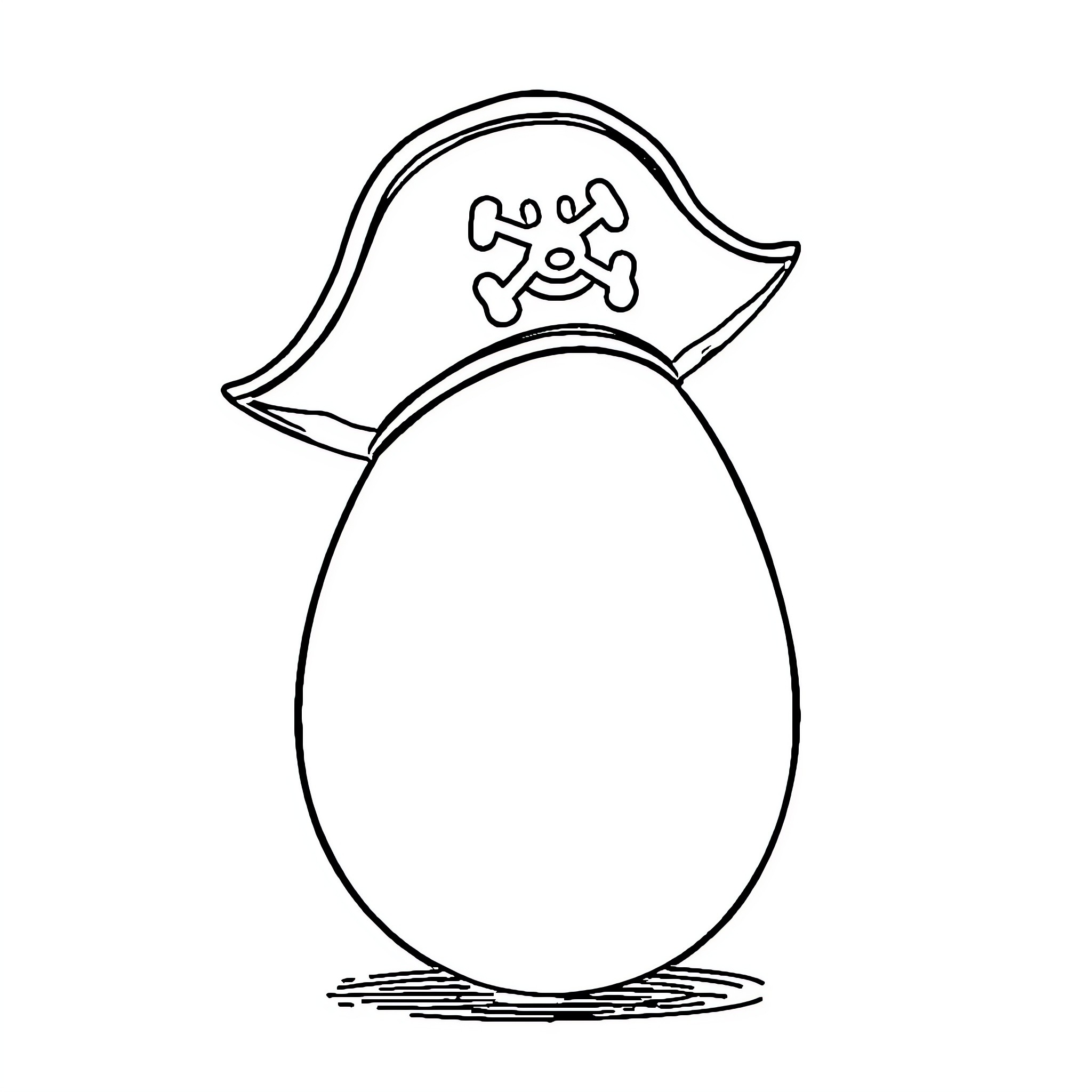 Egg dressed as a pirate Coloring Page (free black-and-white line drawing printable PDF for all, from beginners to advanced learners, including children, teens, adults, and seniors)