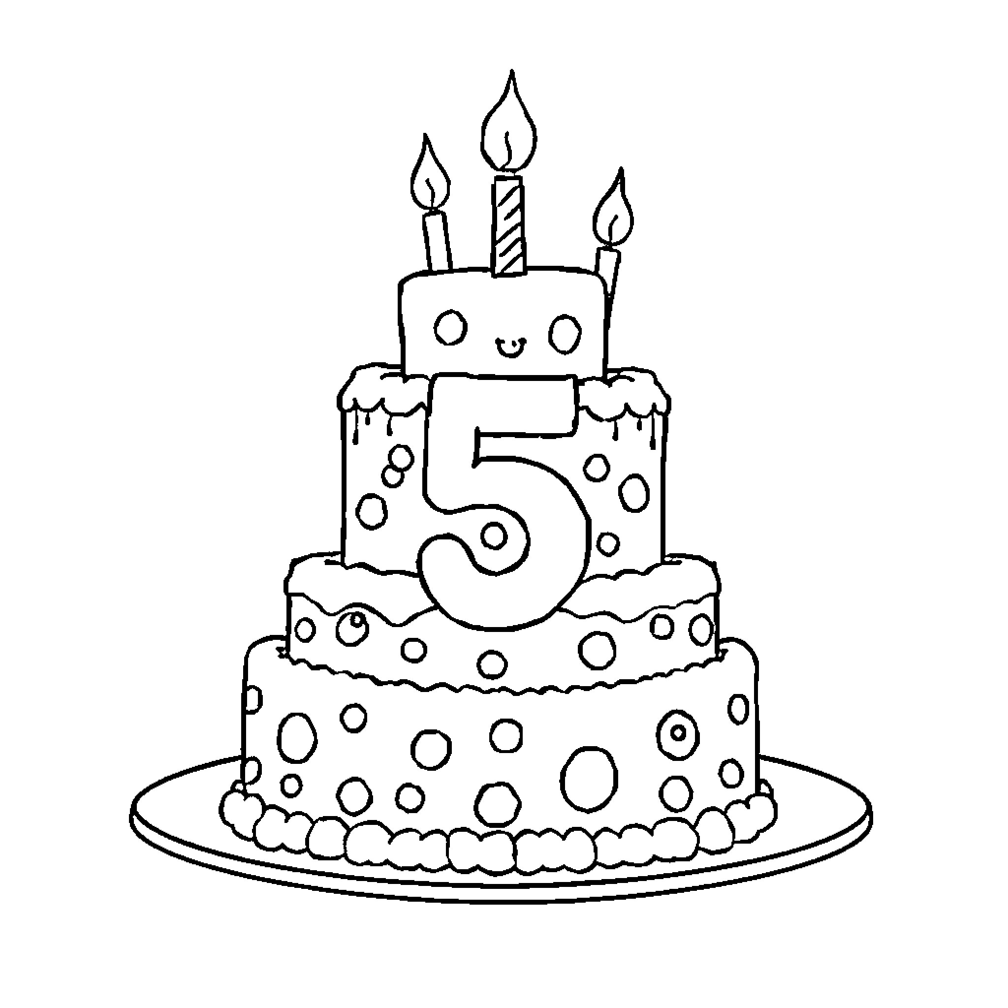 Make a Happy Birthday Cake with Candles Coloring Page (free black-and-white line drawing printable PDF for all, from beginners to advanced learners, including children, teens, adults, and seniors)