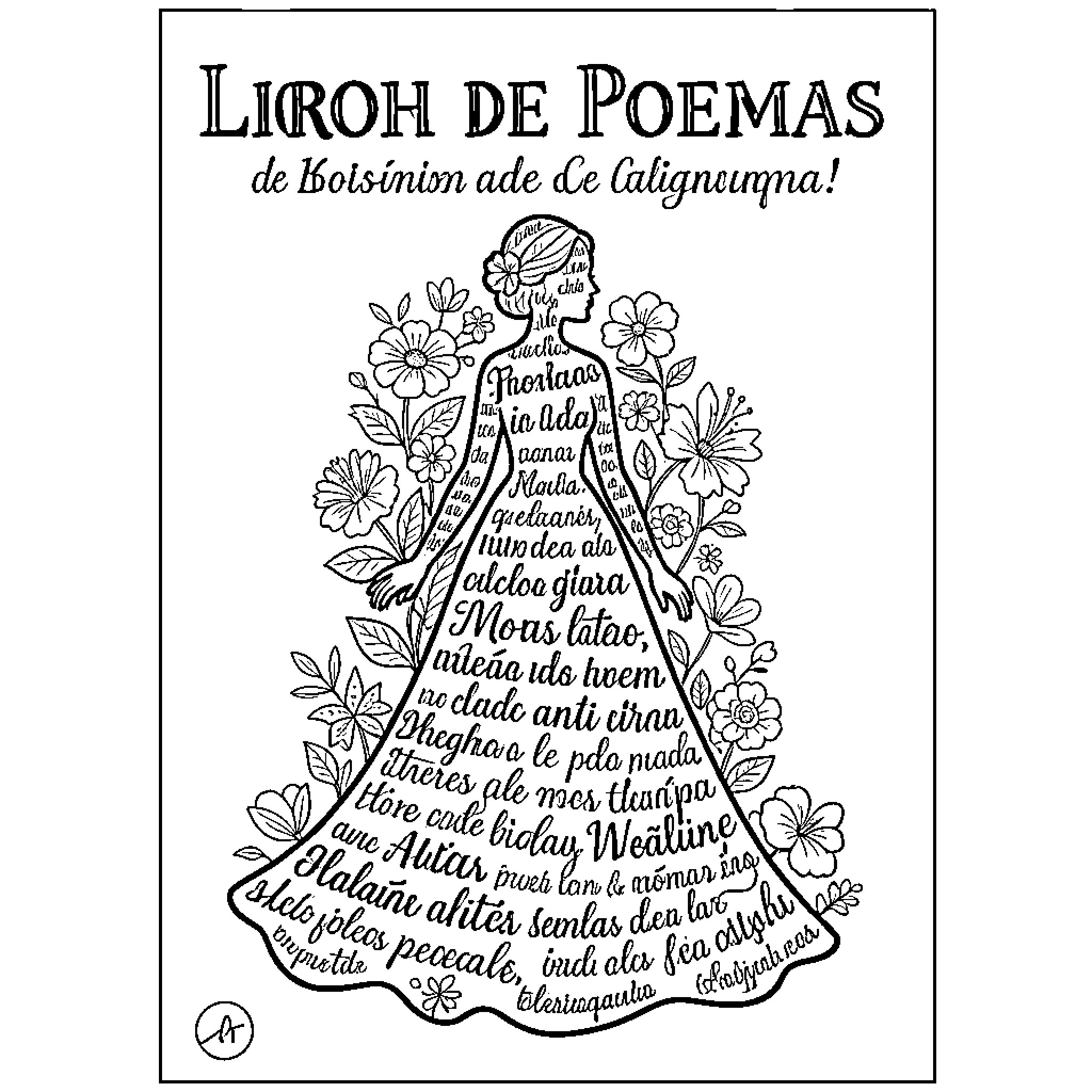 Woman's silhouette surrounded by floral patterns Coloring Page (free black-and-white line drawing printable PDF for all, from beginners to advanced learners, including children, teens, adults, and seniors)
