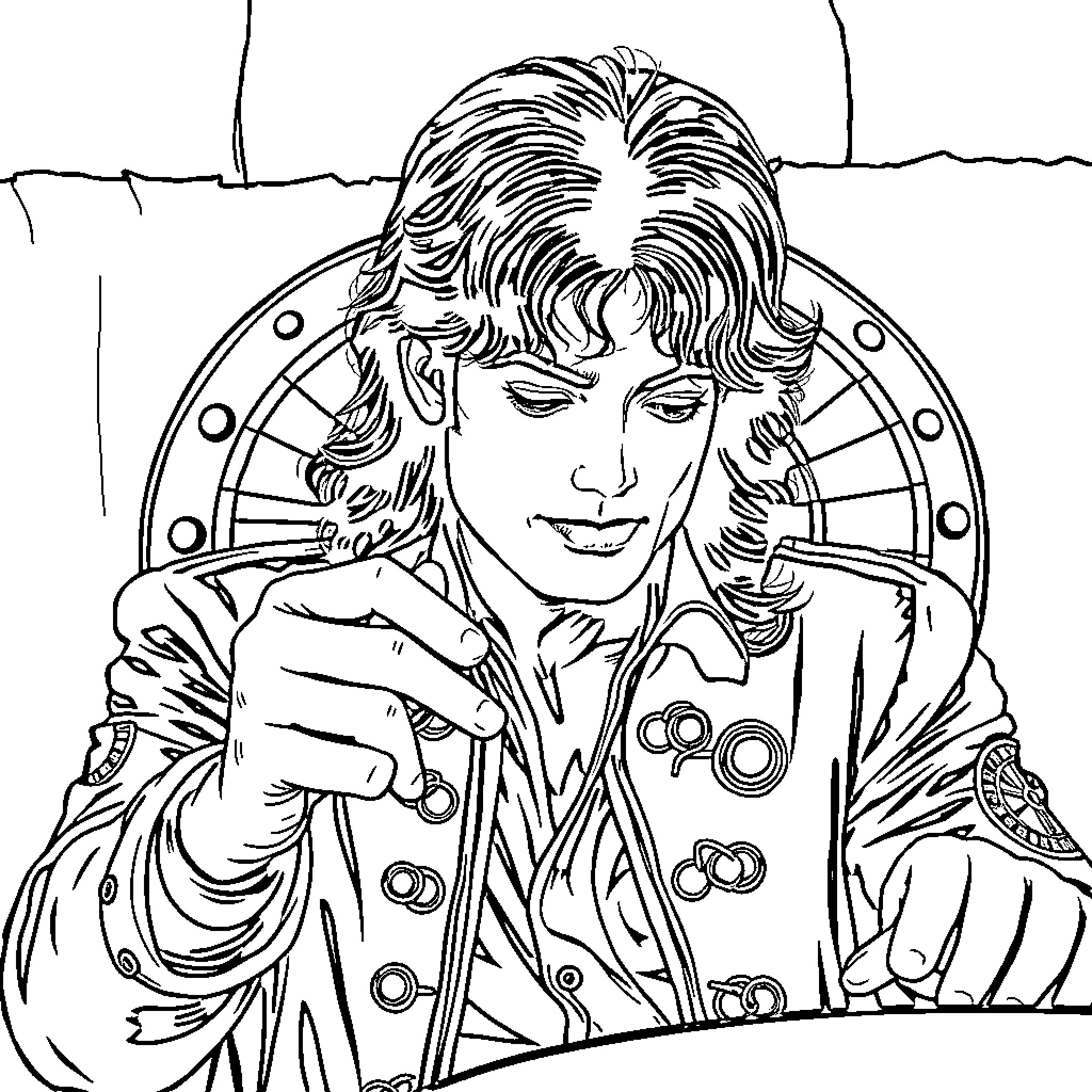 Michael Jackson's Iconic Performing Pose Coloring Page (free black-and-white line drawing printable PDF for all, from beginners to advanced learners, including children, teens, adults, and seniors)