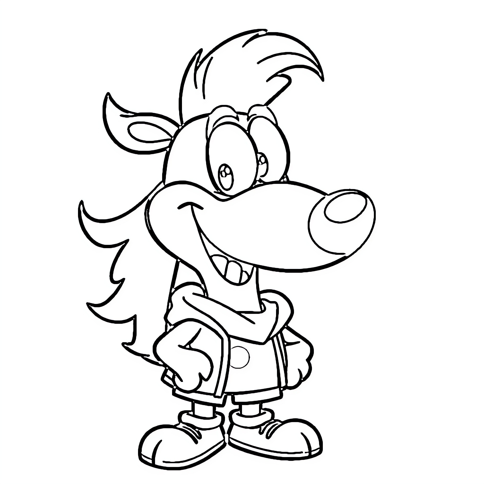 Melvin the excited puppy in cartoon attire Coloring Page (free black-and-white line drawing printable PDF for all, from beginners to advanced learners, including children, teens, adults, and seniors)