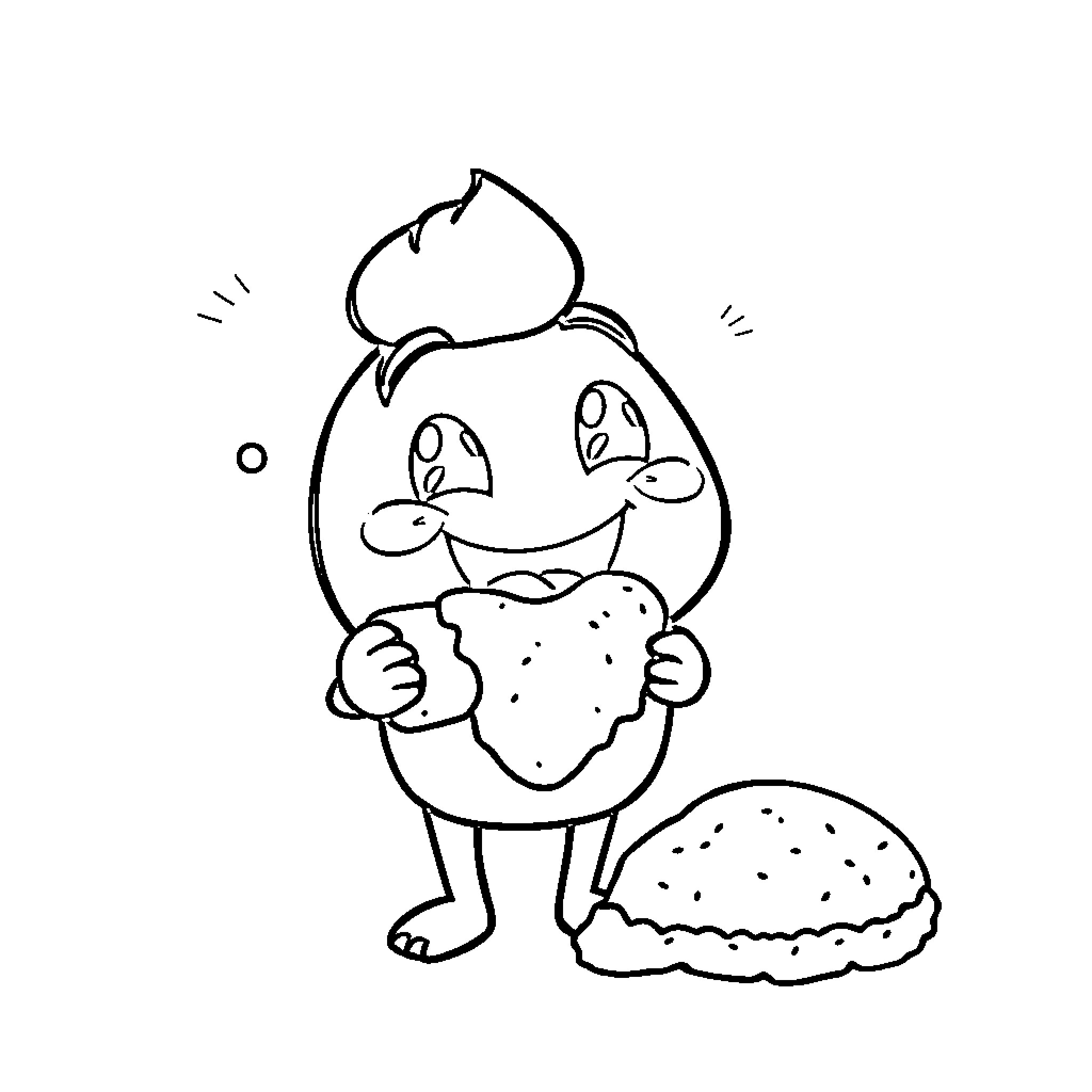 Boba tea character enjoying a tasty treat Coloring Page (free black-and-white line drawing printable PDF for all, from beginners to advanced learners, including children, teens, adults, and seniors)