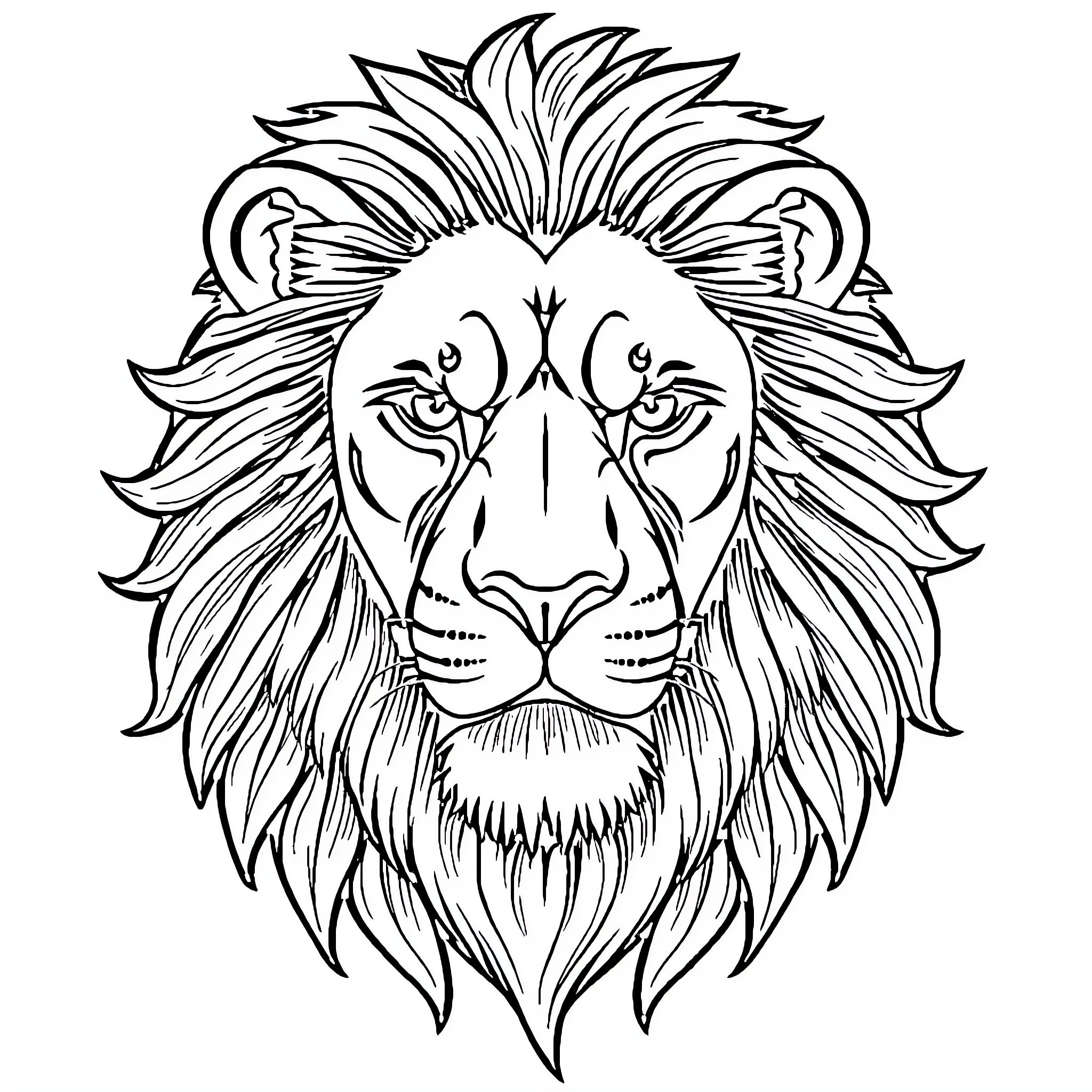 Lion with intricate mane and fierce expression Coloring Page (free black-and-white line drawing printable PDF for all, from beginners to advanced learners, including children, teens, adults, and seniors)