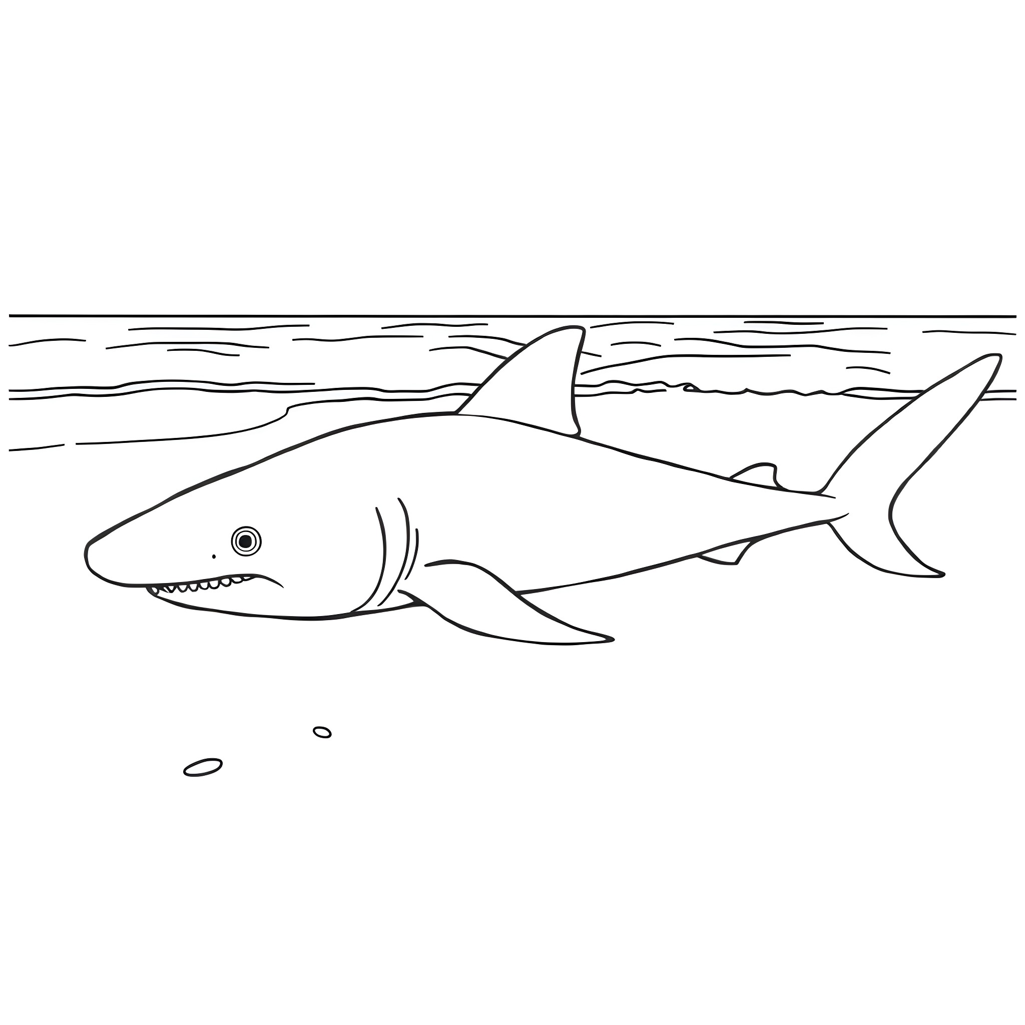 Whale Shark swimming in the ocean Coloring Page (free black-and-white line drawing printable PDF for all, from beginners to advanced learners, including children, teens, adults, and seniors)