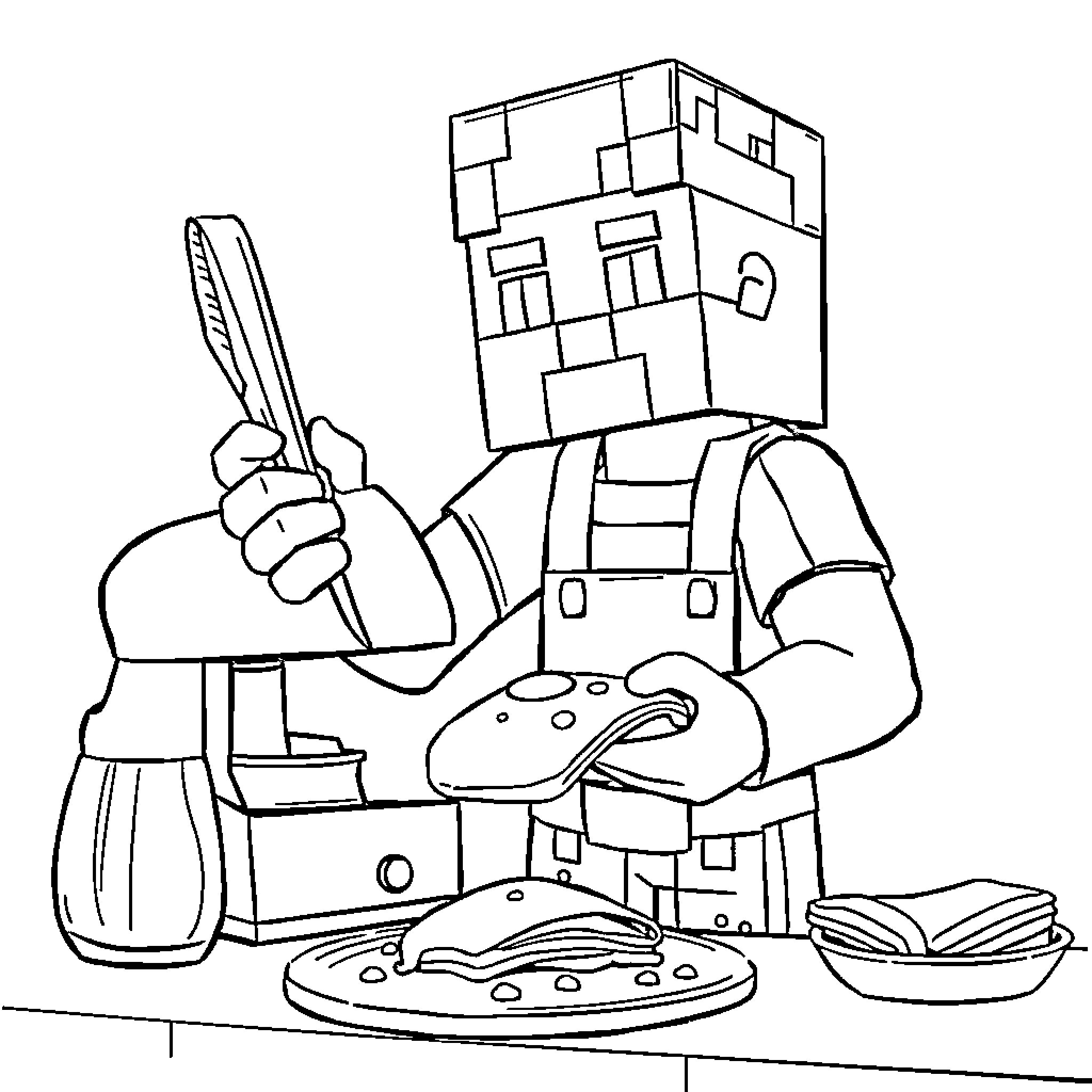 Barman preparing food and drinks in the kitchen Coloring Page (free black-and-white line drawing printable PDF for all, from beginners to advanced learners, including children, teens, adults, and seniors)
