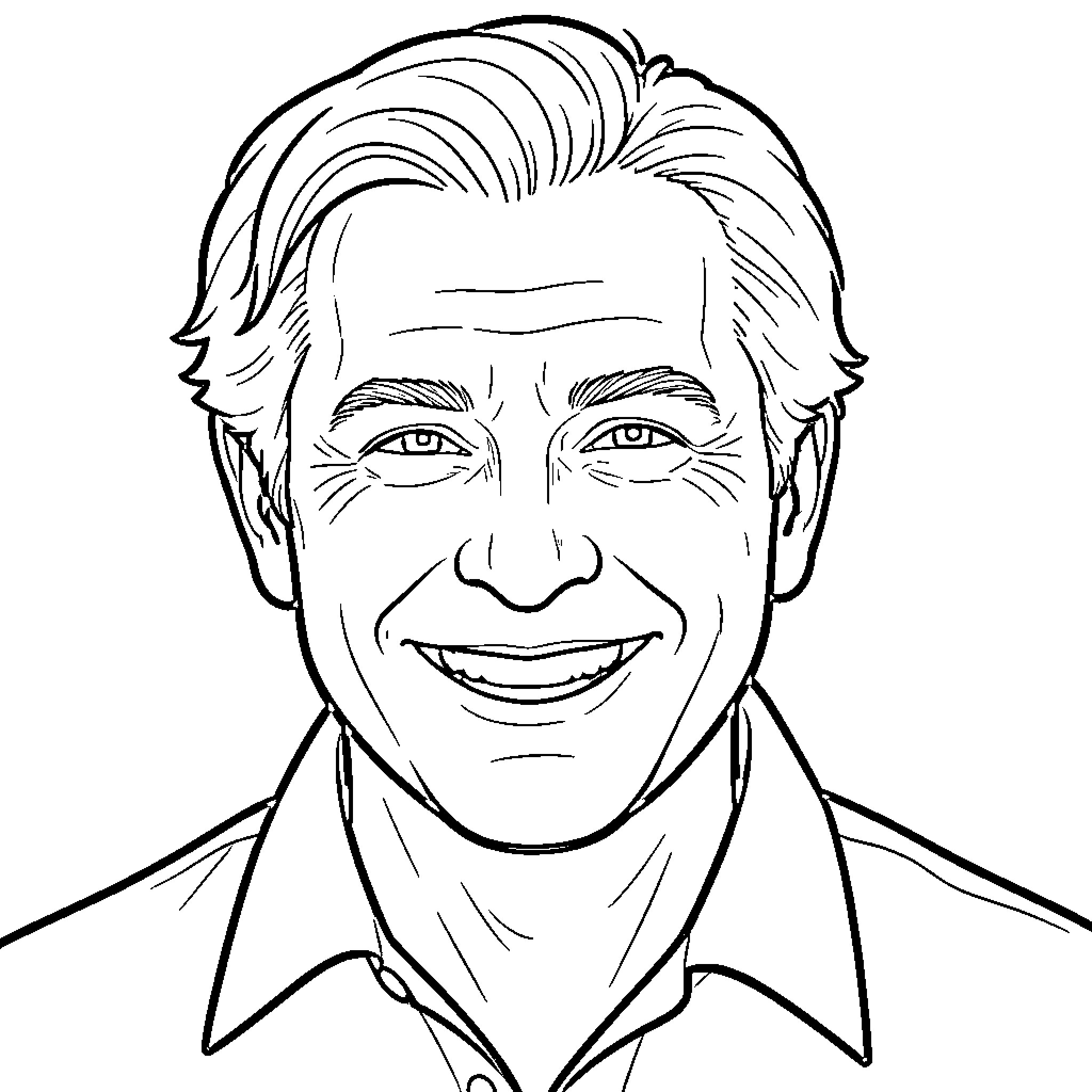 Ed O'Neill's Friendly Smile and Portrait Coloring Page (free black-and-white line drawing printable PDF for all, from beginners to advanced learners, including children, teens, adults, and seniors)