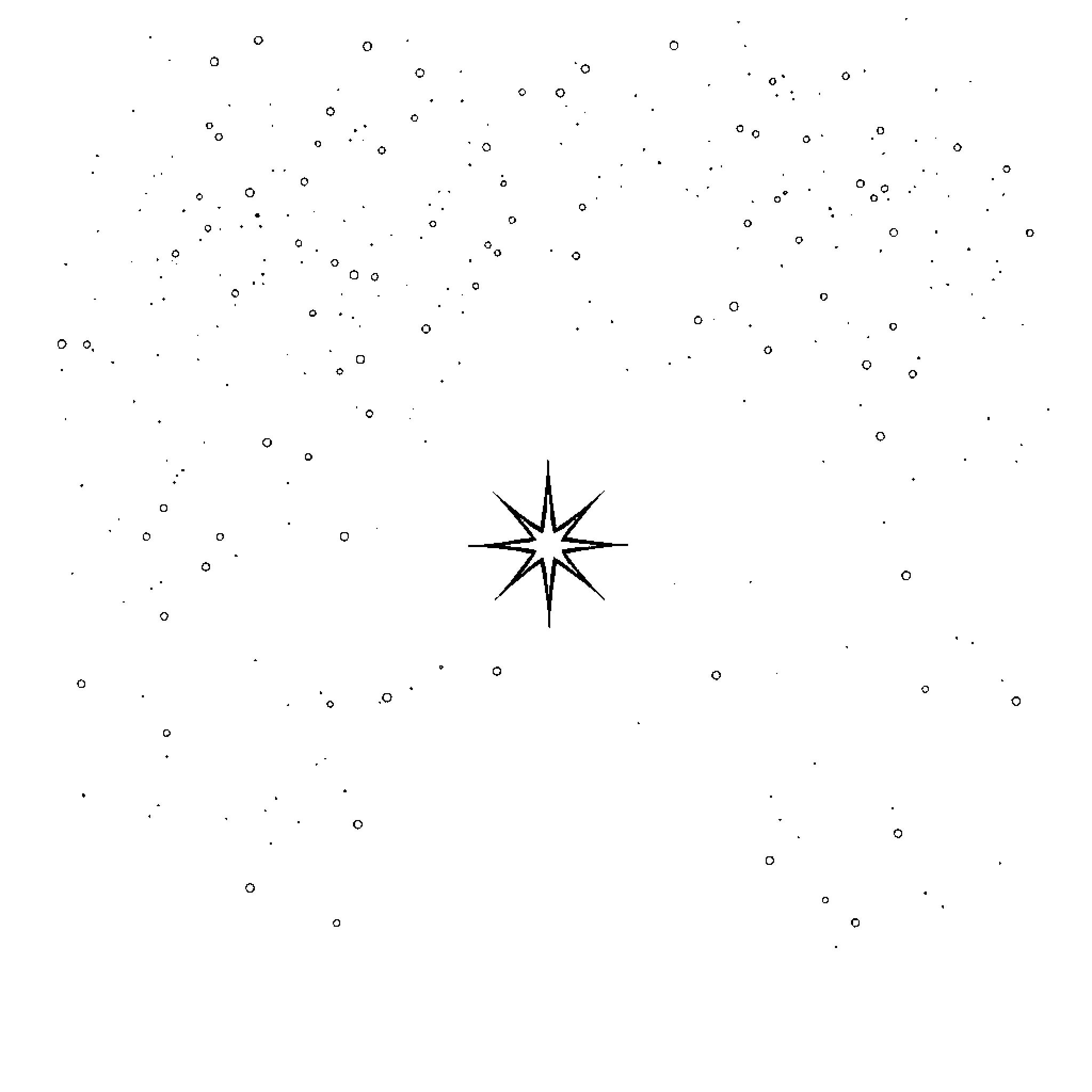 Dwarf star shining brightly in the night sky Coloring Page (free black-and-white line drawing printable PDF for all, from beginners to advanced learners, including children, teens, adults, and seniors)