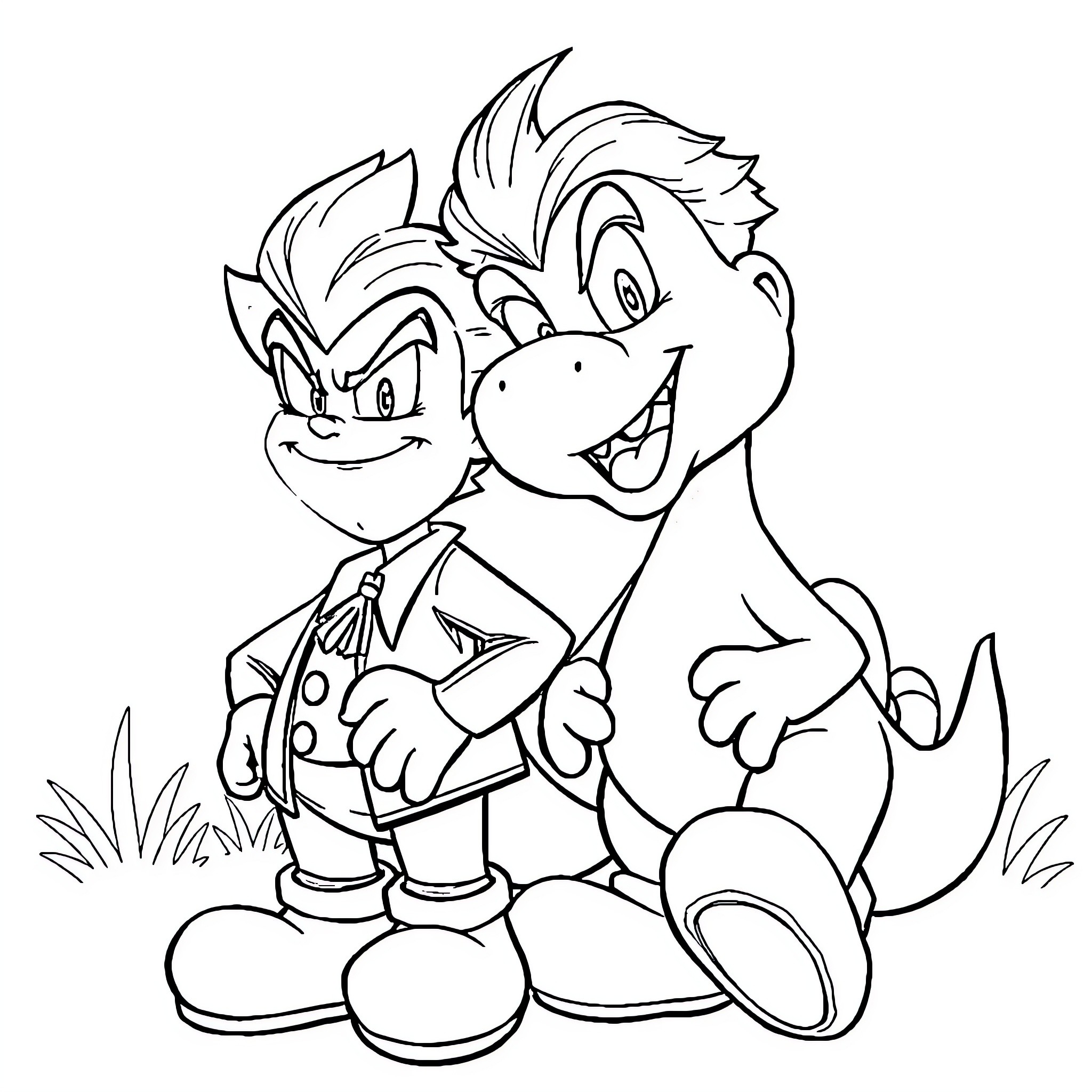 Joker character in playful pose Coloring Page (free black-and-white line drawing printable PDF for all, from beginners to advanced learners, including children, teens, adults, and seniors)