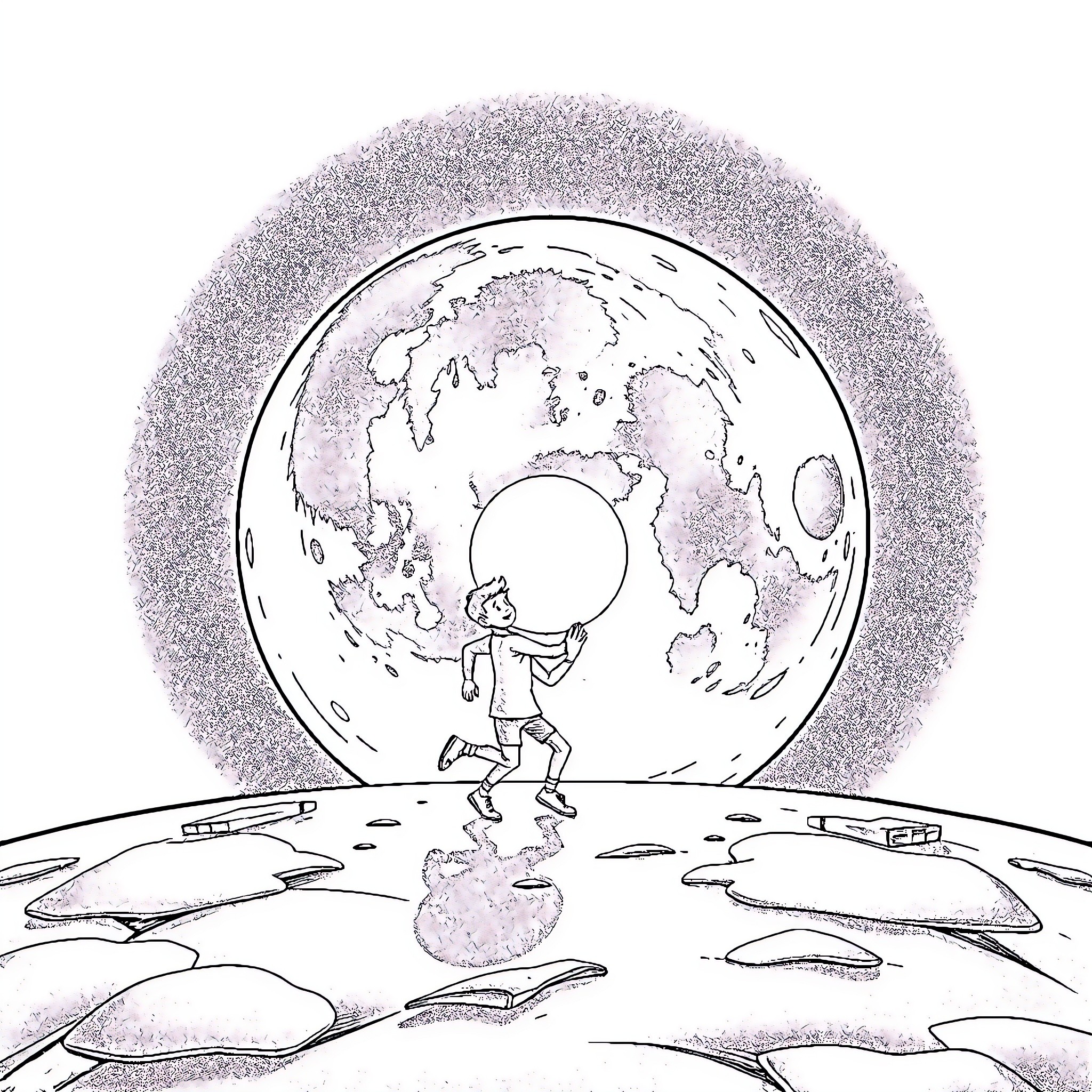 Bluey exploring the world with curiosity Coloring Page (free black-and-white line drawing printable PDF for all, from beginners to advanced learners, including children, teens, adults, and seniors)