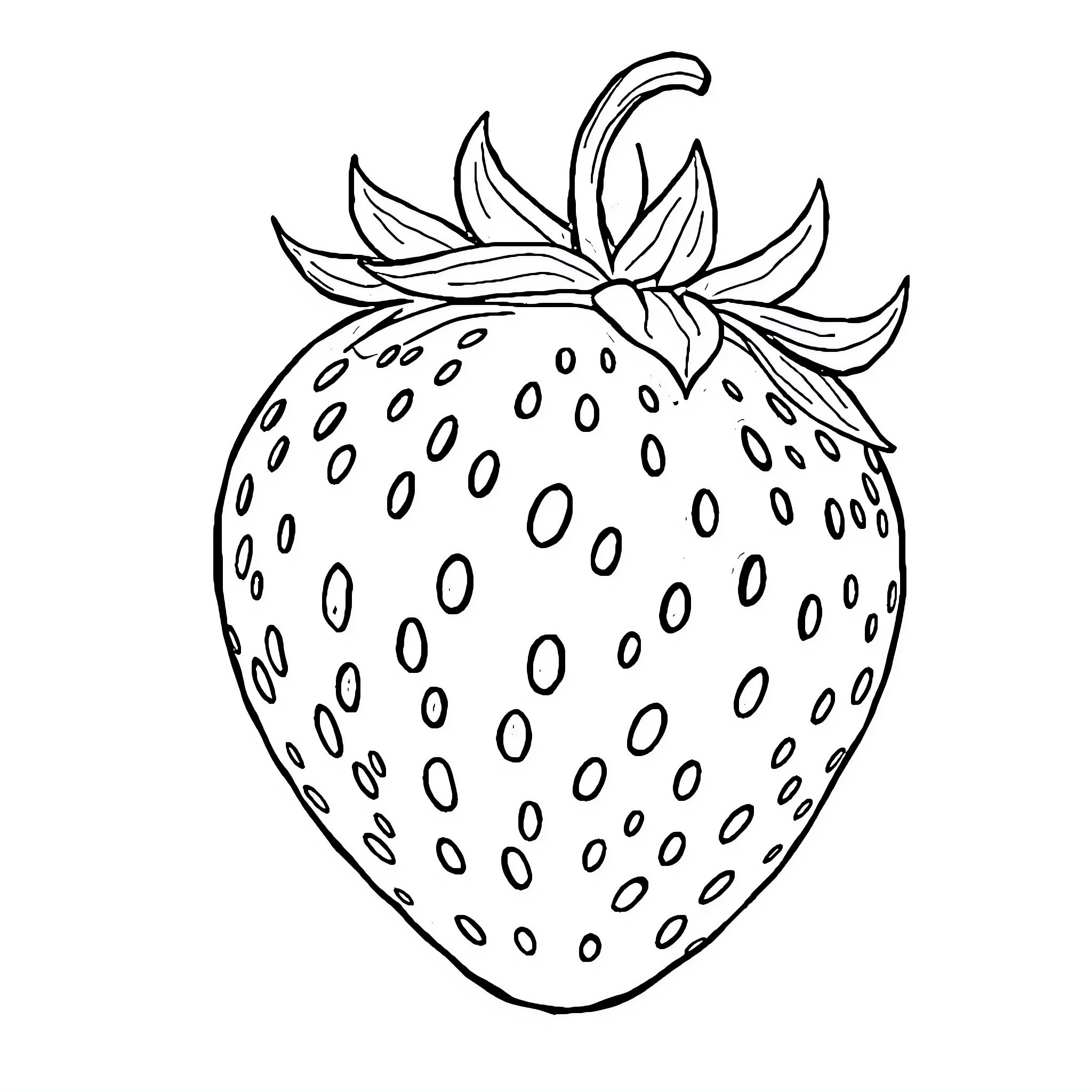 Strawberry stylized illustration in black and white Coloring Page (free black-and-white line drawing printable PDF for all, from beginners to advanced learners, including children, teens, adults, and seniors)