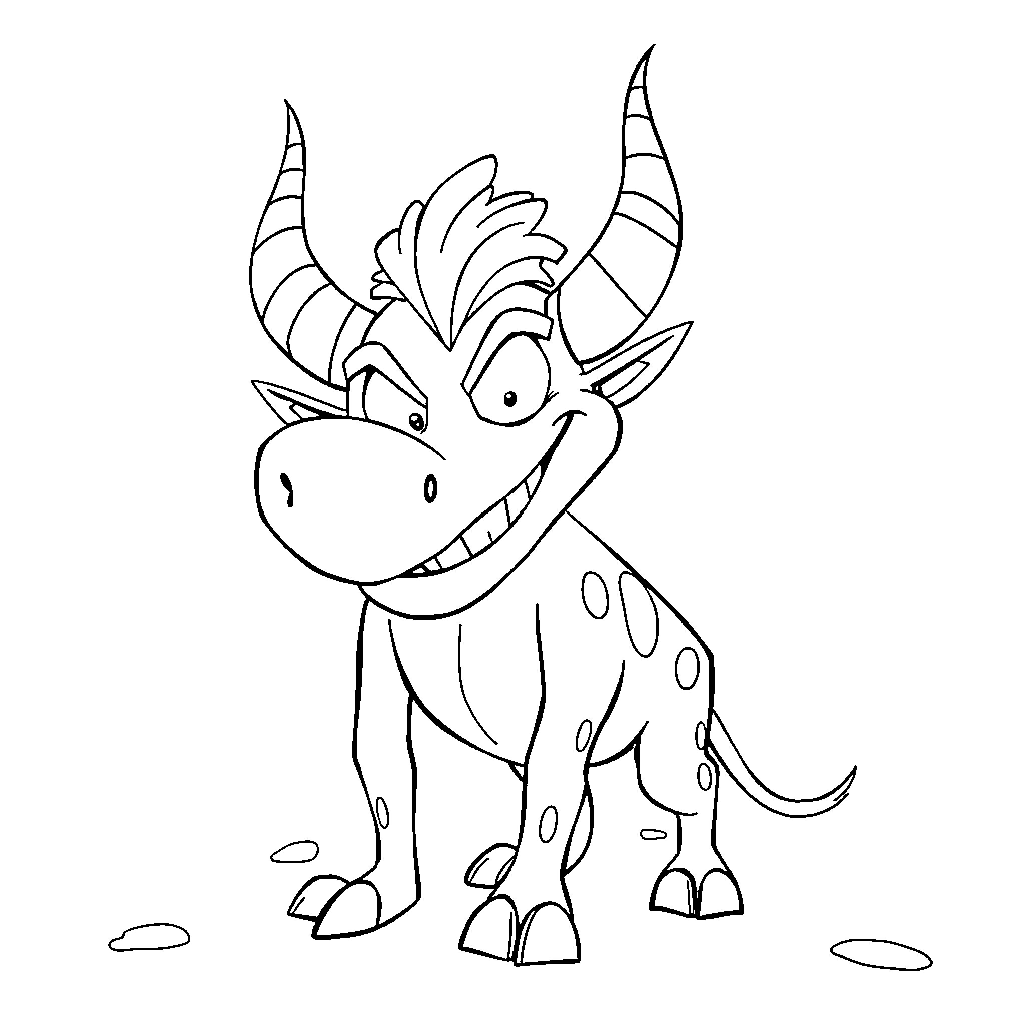 Blitzo the Mischievous Imp with Horns Coloring Page (free black-and-white line drawing printable PDF for all, from beginners to advanced learners, including children, teens, adults, and seniors)