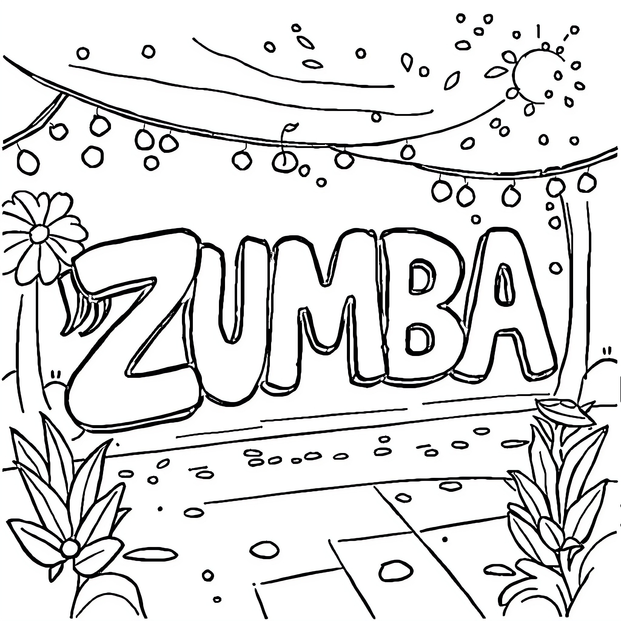 Alphabet of joyful nature scene Coloring Page (free black-and-white line drawing printable PDF for all, from beginners to advanced learners, including children, teens, adults, and seniors)
