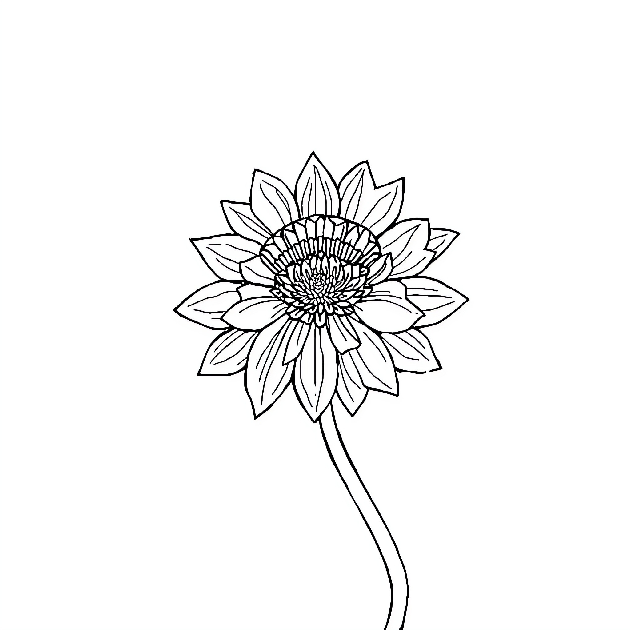 Zebra-patterned Sunflower Illustration Coloring Page (free black-and-white line drawing printable PDF for all, from beginners to advanced learners, including children, teens, adults, and seniors)