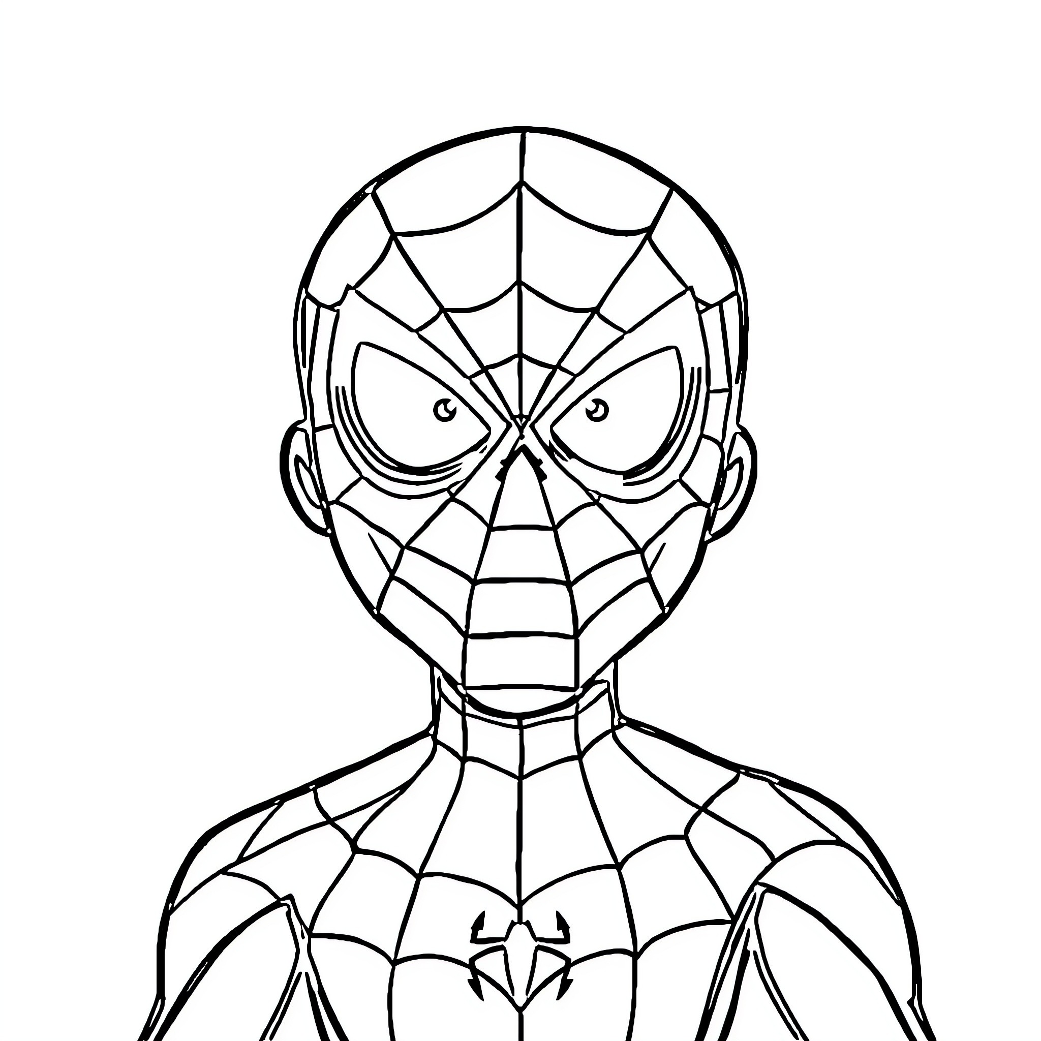Spider-Man in action-ready pose Coloring Page (free black-and-white line drawing printable PDF for all, from beginners to advanced learners, including children, teens, adults, and seniors)