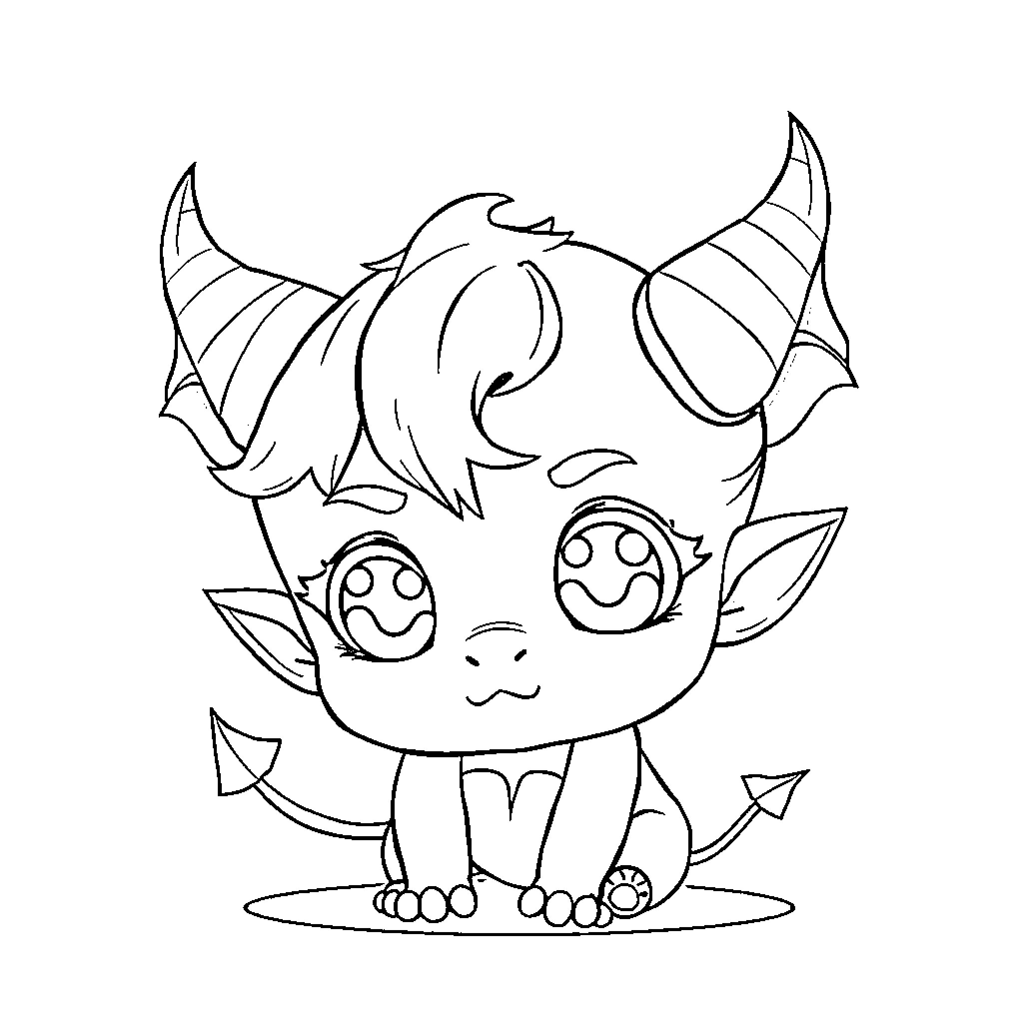 Saja, the Playful Creature with Whimsical Features Coloring Page (free black-and-white line drawing printable PDF for all, from beginners to advanced learners, including children, teens, adults, and seniors)