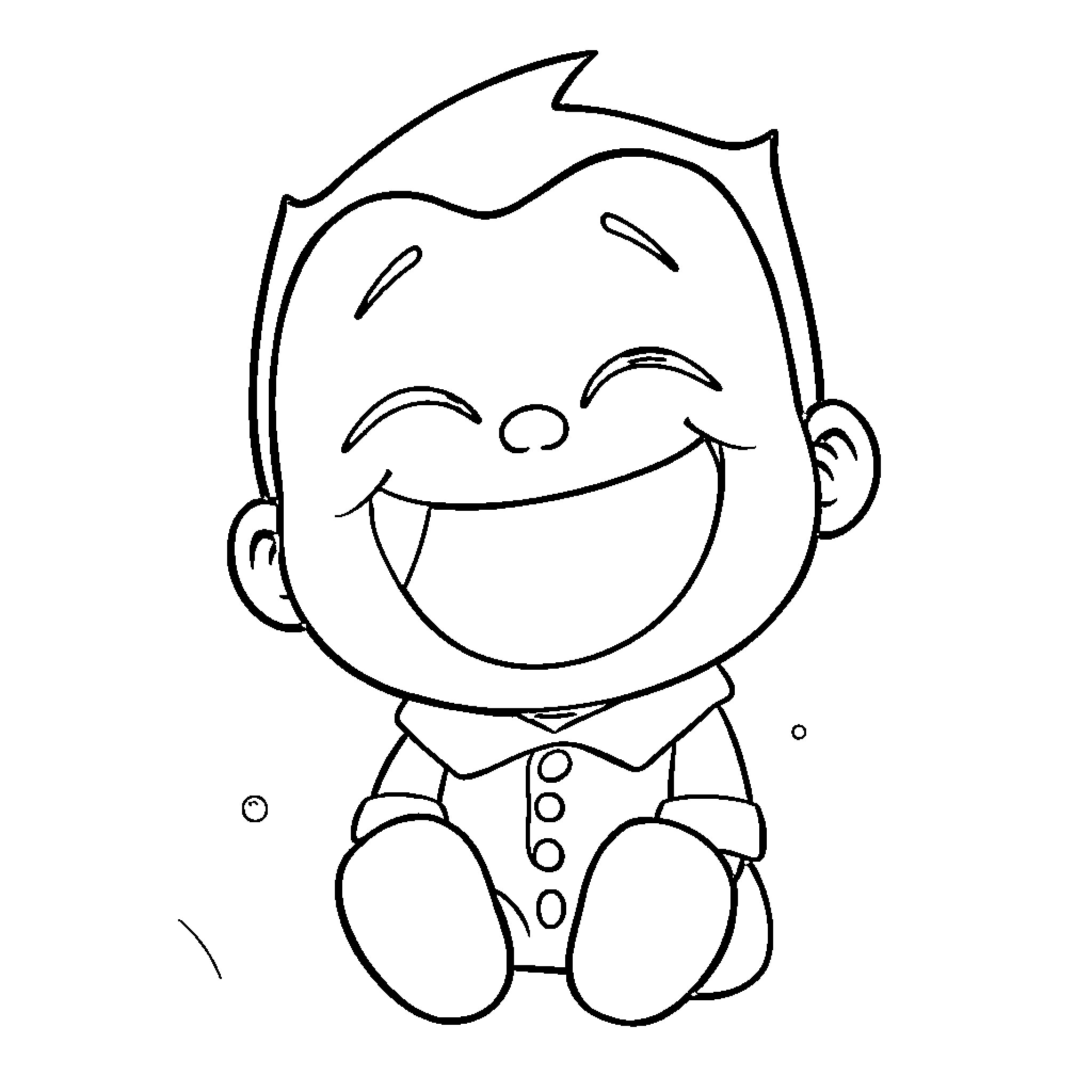 Nobita's happy and cheerful expression Coloring Page (free black-and-white line drawing printable PDF for all, from beginners to advanced learners, including children, teens, adults, and seniors)