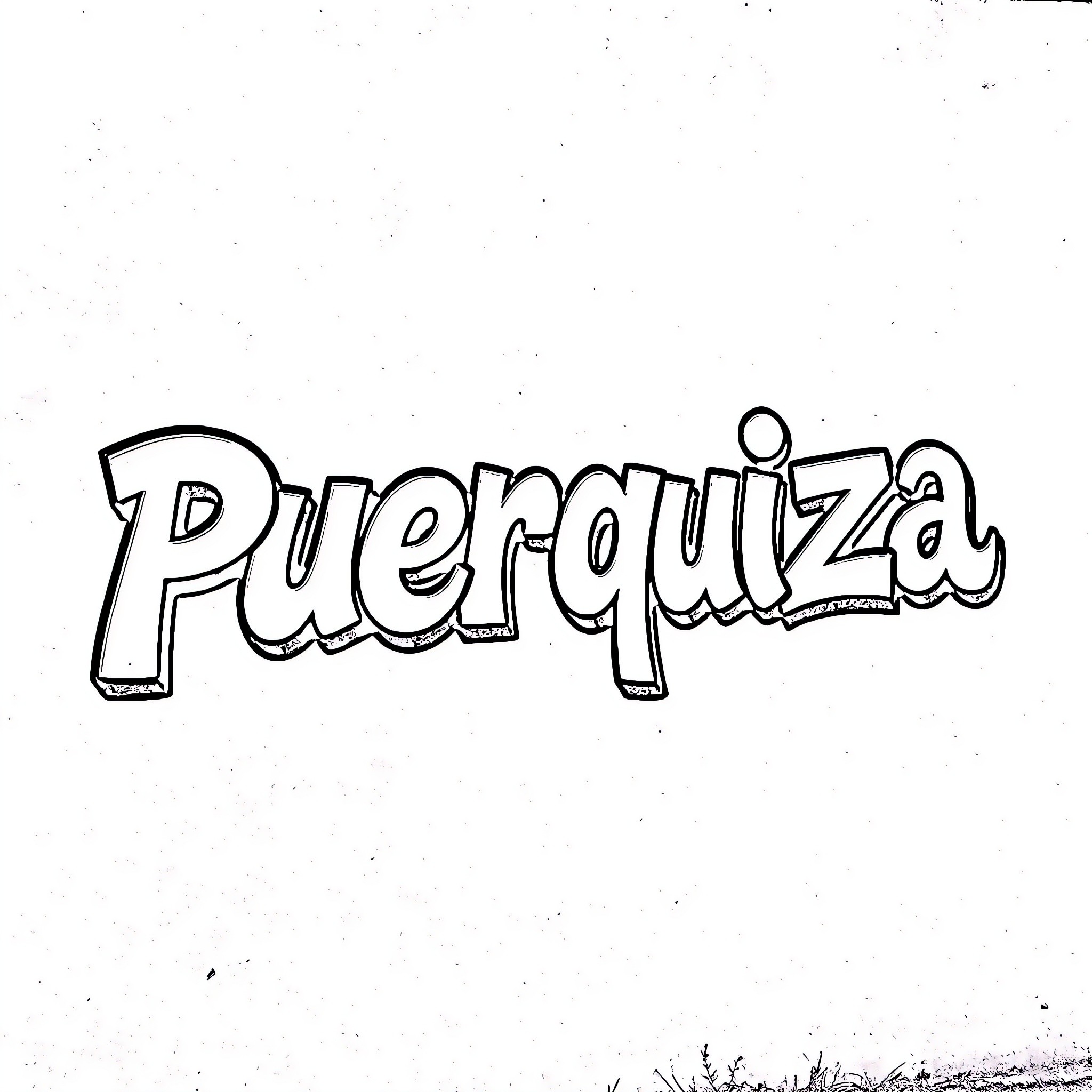 Puerquiza - Whimsical Text Coloring Page (free black-and-white line drawing printable PDF for all, from beginners to advanced learners, including children, teens, adults, and seniors)
