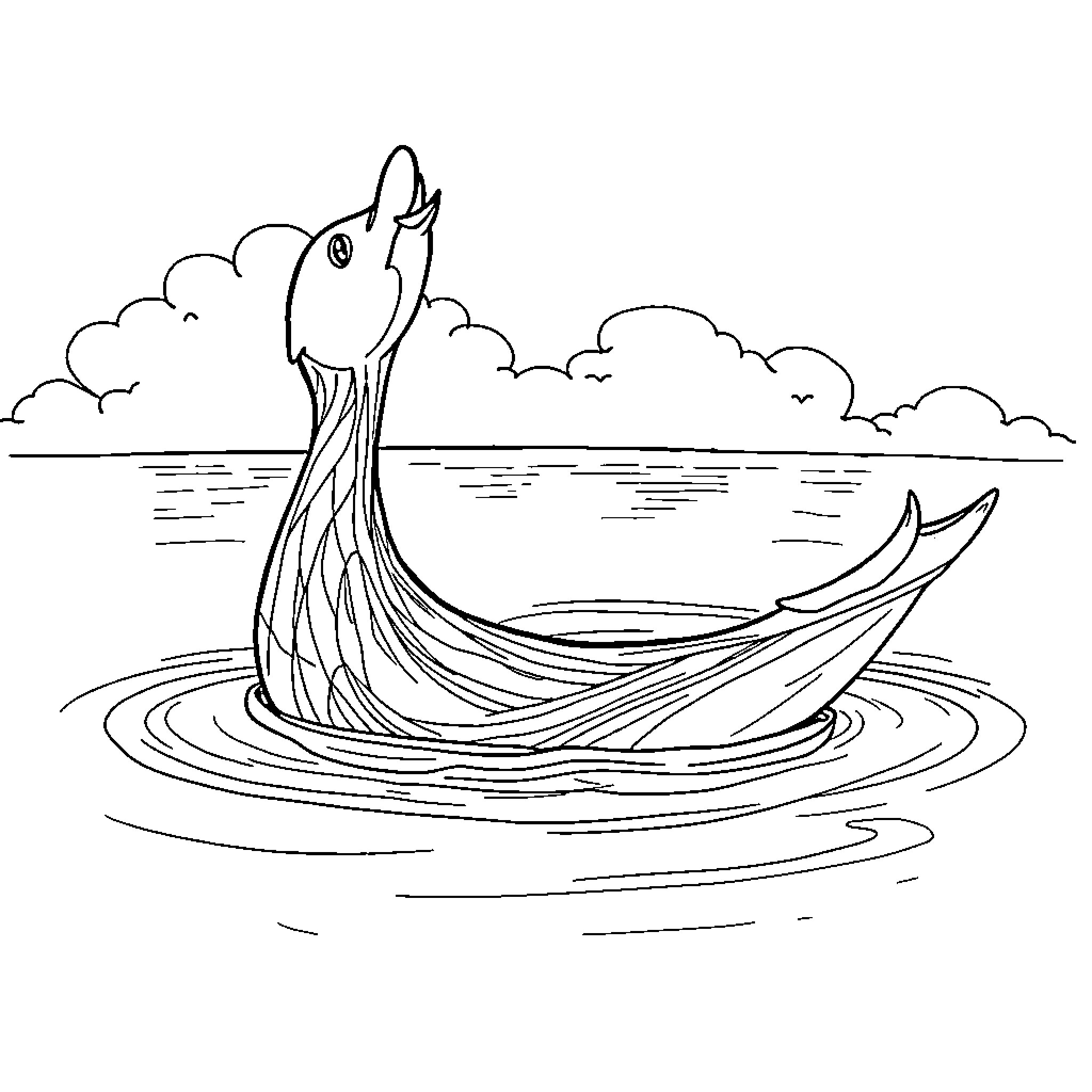 Mermaid floating gracefully in the ocean Coloring Page (free black-and-white line drawing printable PDF for all, from beginners to advanced learners, including children, teens, adults, and seniors)