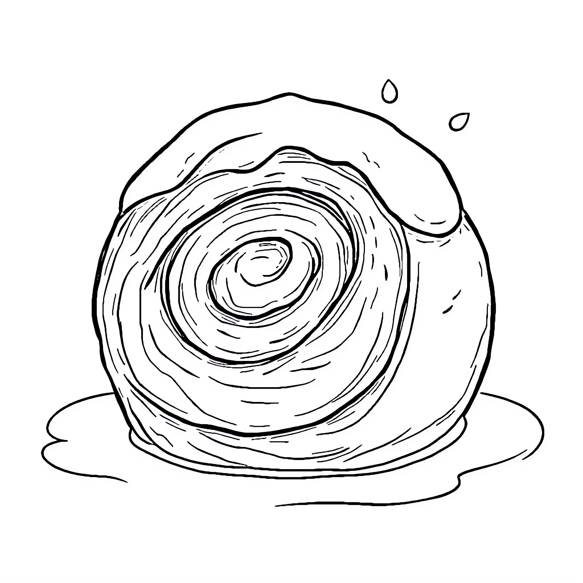 Cinnamonroll in a watery swirl Coloring Page (free black-and-white line drawing printable PDF for all, from beginners to advanced learners, including children, teens, adults, and seniors)