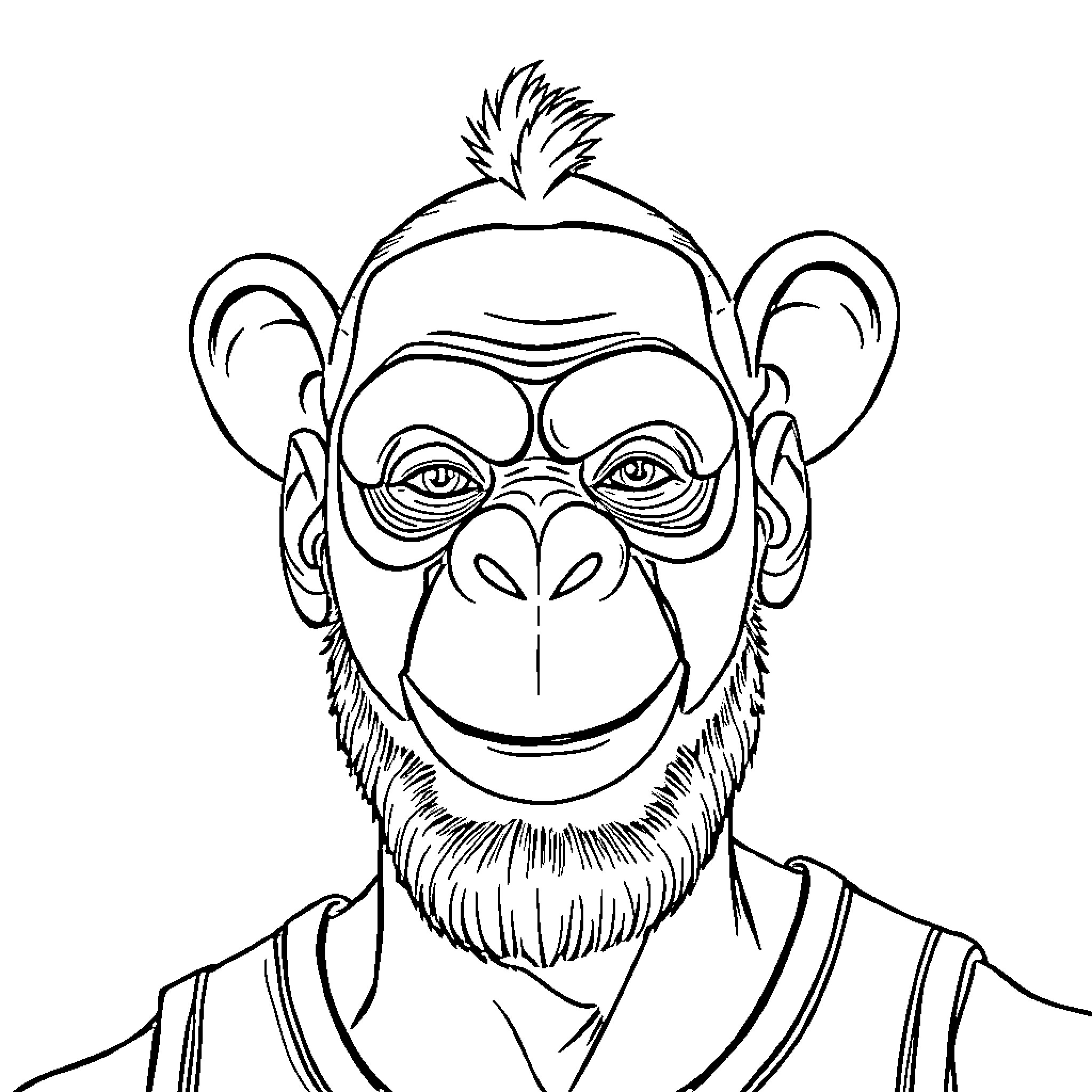 LeBron James in Comical Monkey-Inspired Outfit Coloring Page (free black-and-white line drawing printable PDF for all, from beginners to advanced learners, including children, teens, adults, and seniors)