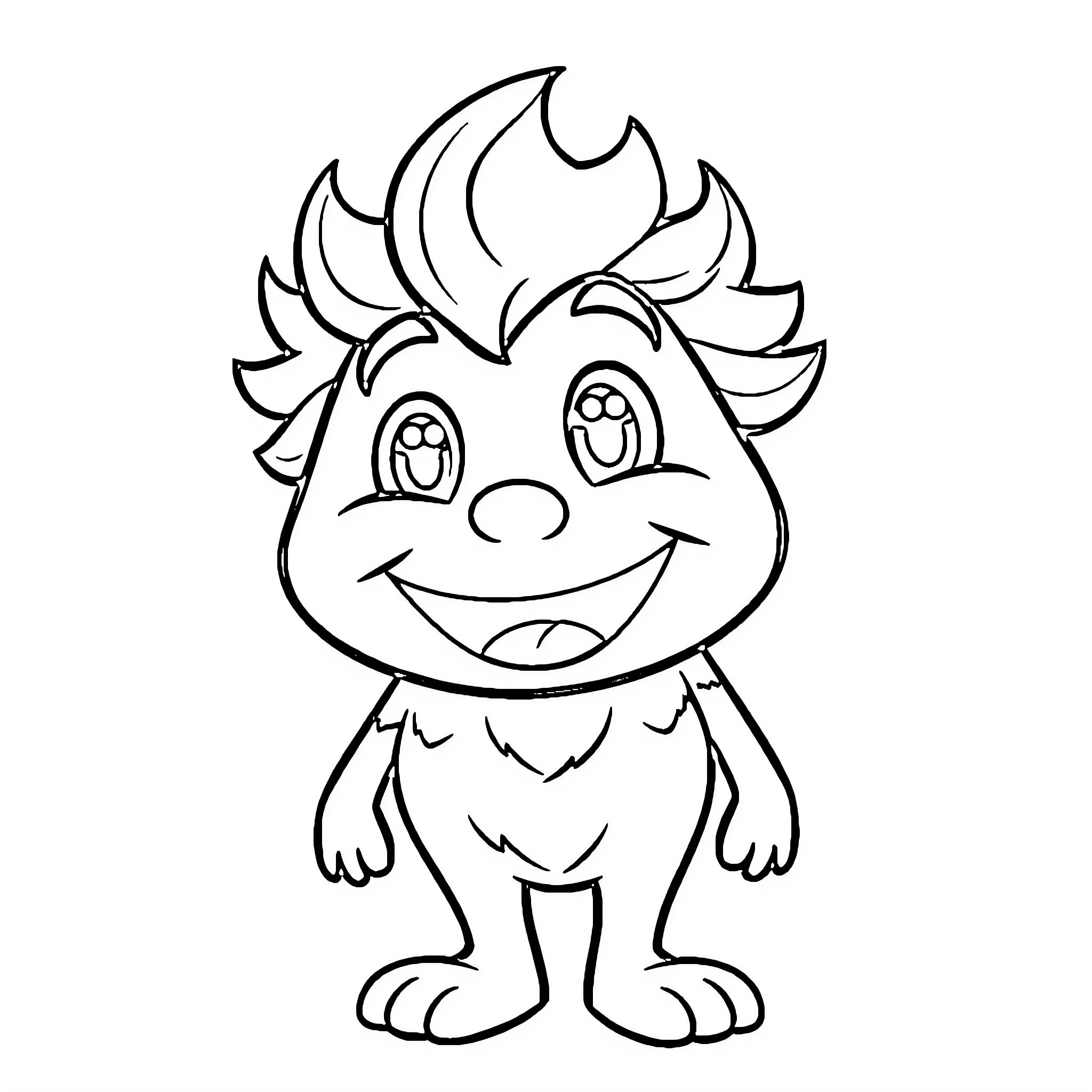 Wallo267 cartoon character with a happy expression Coloring Page (free black-and-white line drawing printable PDF for all, from beginners to advanced learners, including children, teens, adults, and seniors)