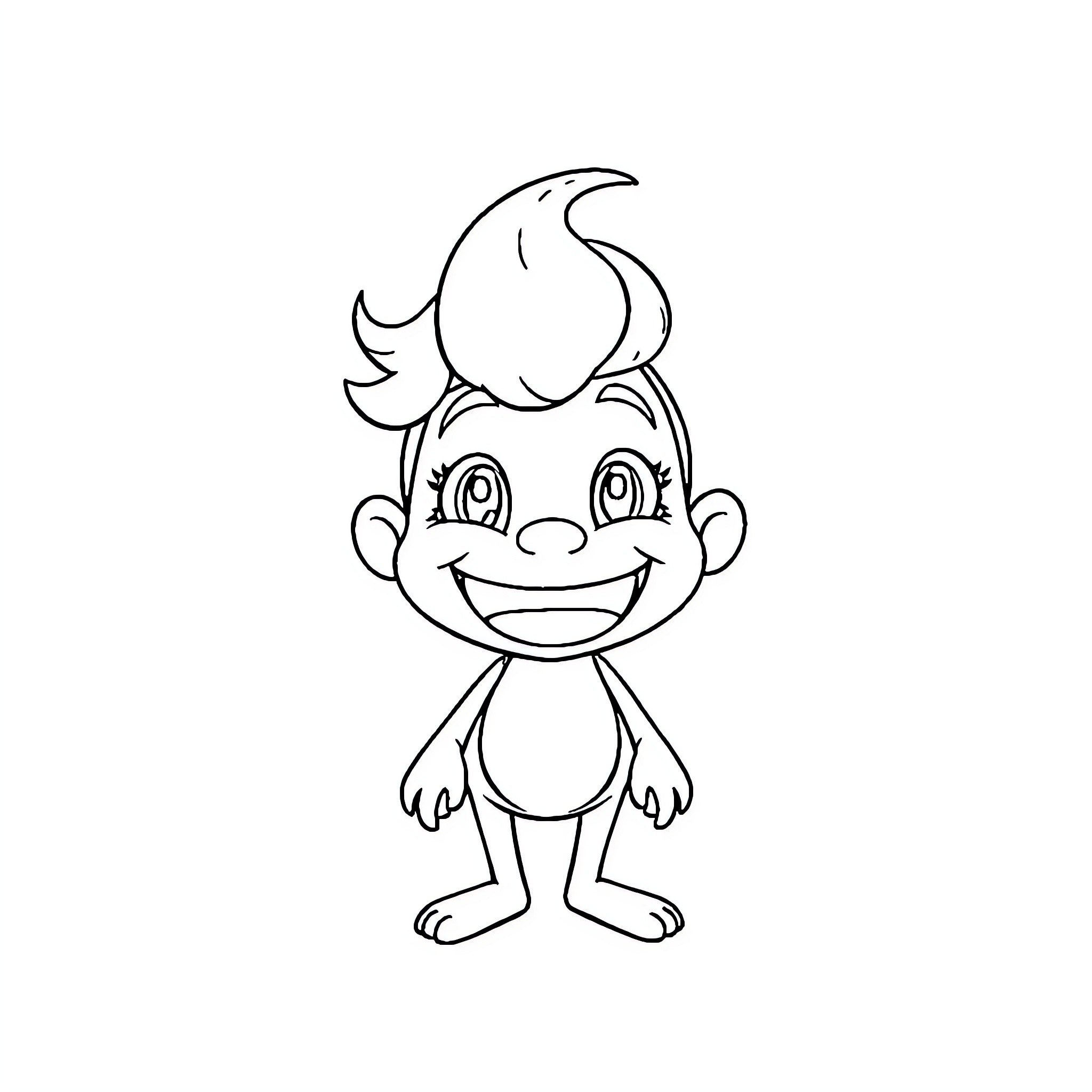 Chuymine's happy and playful expression Coloring Page (free black-and-white line drawing printable PDF for all, from beginners to advanced learners, including children, teens, adults, and seniors)