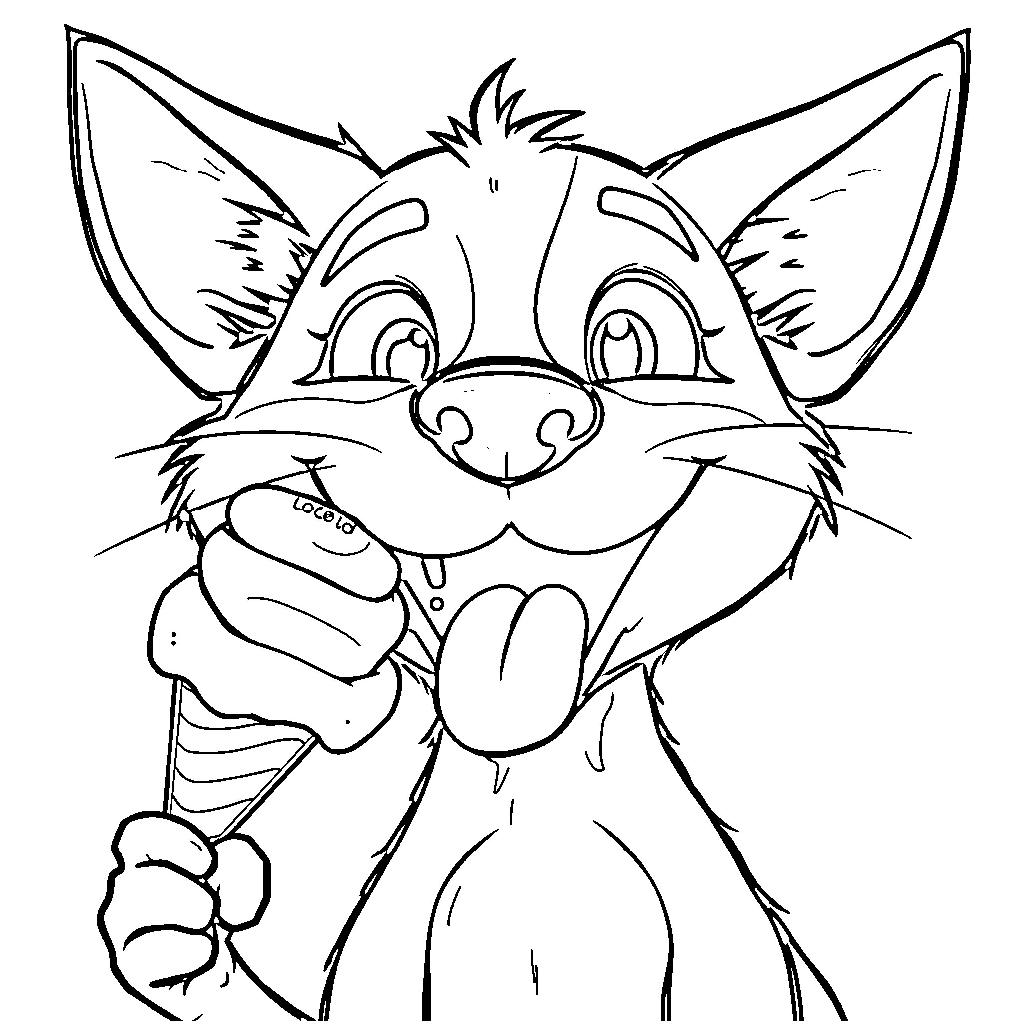 Cat with expressive face making a funny gesture Coloring Page (free black-and-white line drawing printable PDF for all, from beginners to advanced learners, including children, teens, adults, and seniors)