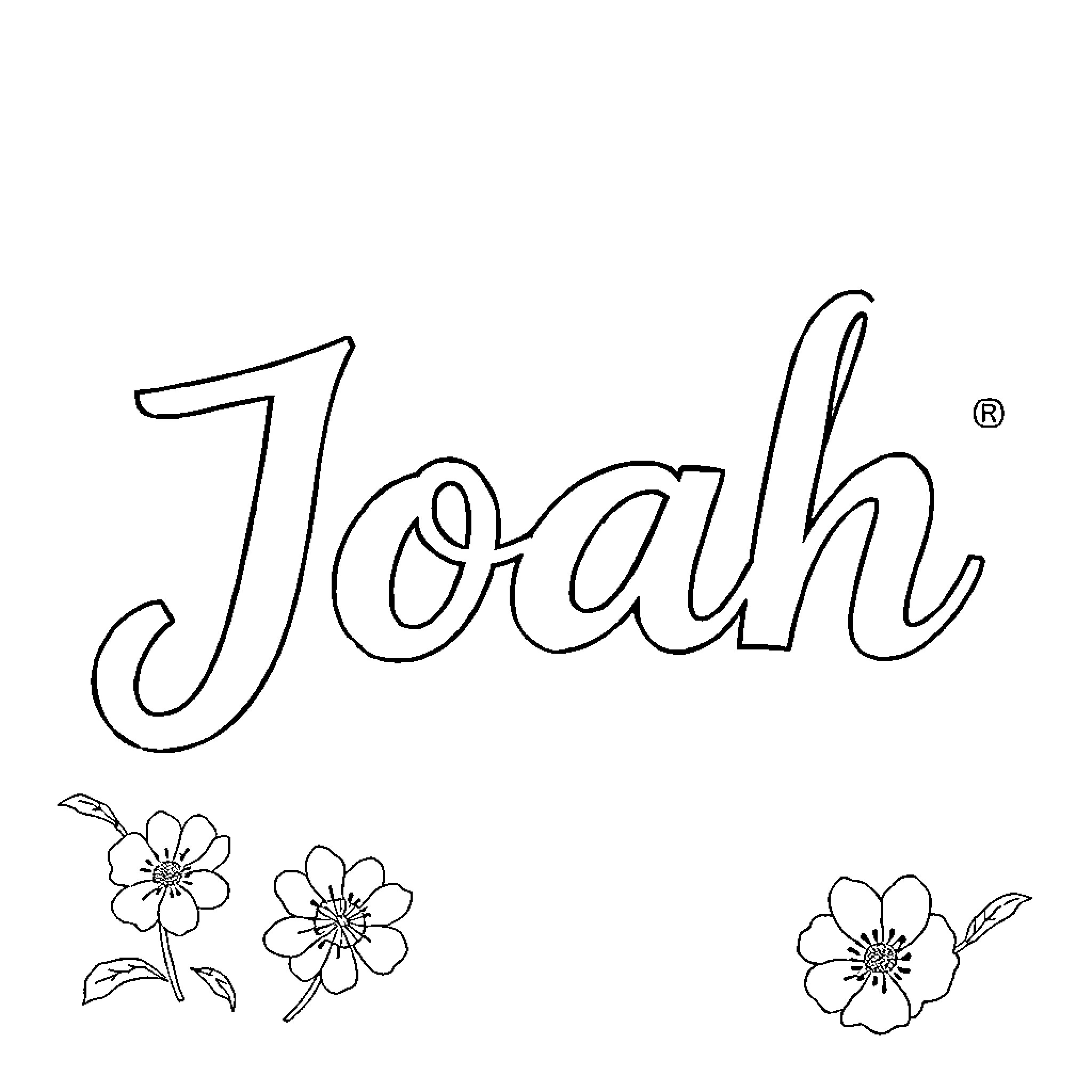 Joah's Floral Design Coloring Page (free black-and-white line drawing printable PDF for all, from beginners to advanced learners, including children, teens, adults, and seniors)