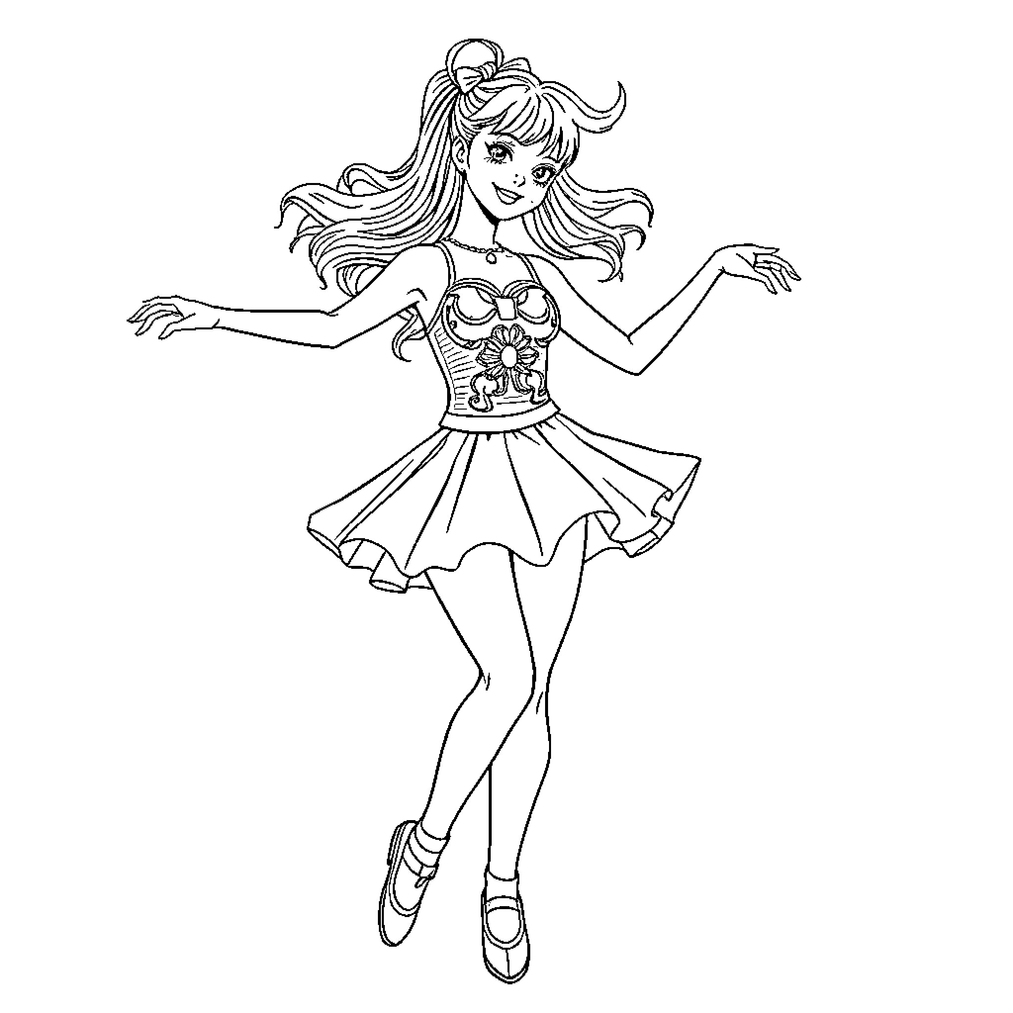 K Pop Dancer in Stylish Outfit Performing Coloring Page (free black-and-white line drawing printable PDF for all, from beginners to advanced learners, including children, teens, adults, and seniors)