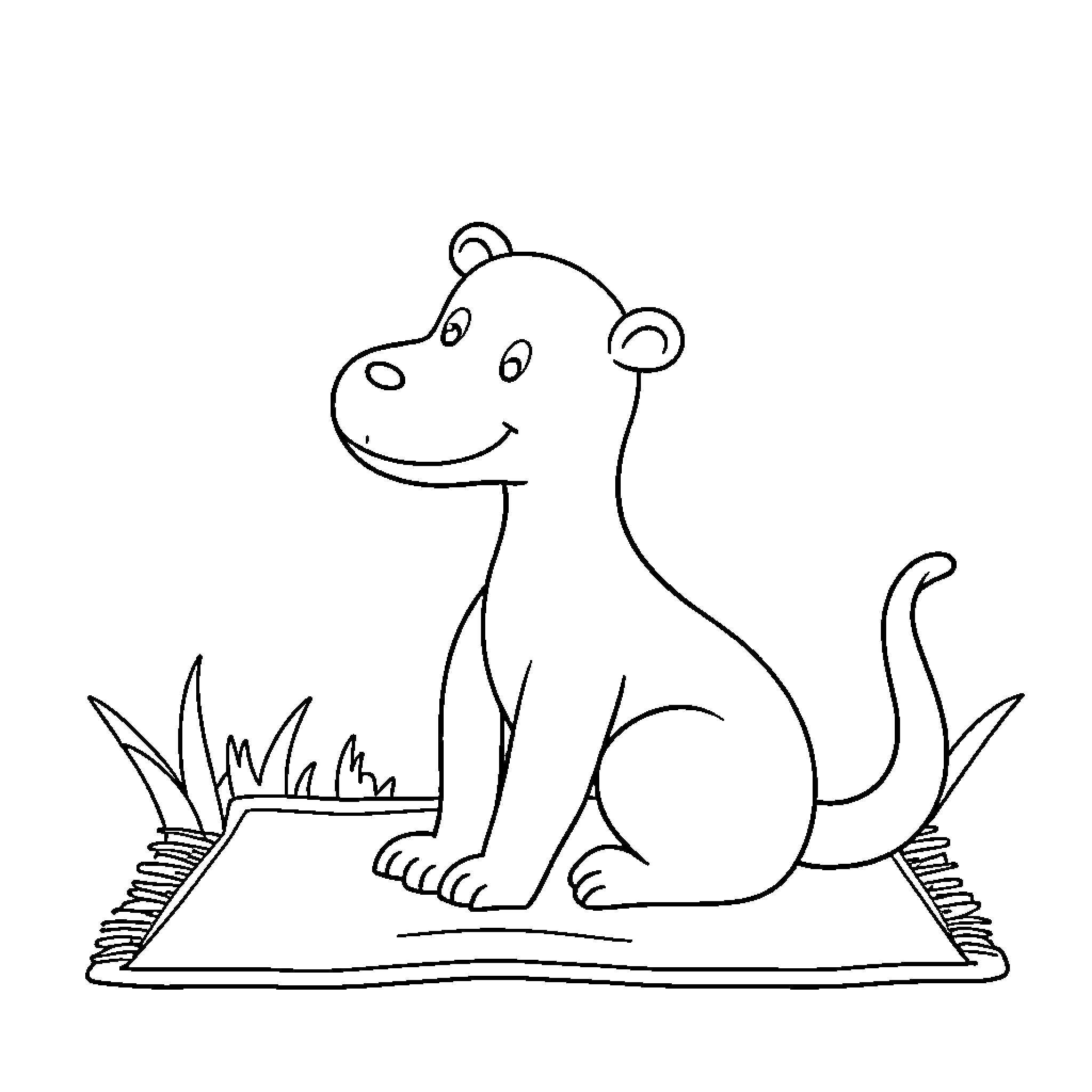 Matted animal illustration of a sitting bear Coloring Page (free black-and-white line drawing printable PDF for all, from beginners to advanced learners, including children, teens, adults, and seniors)