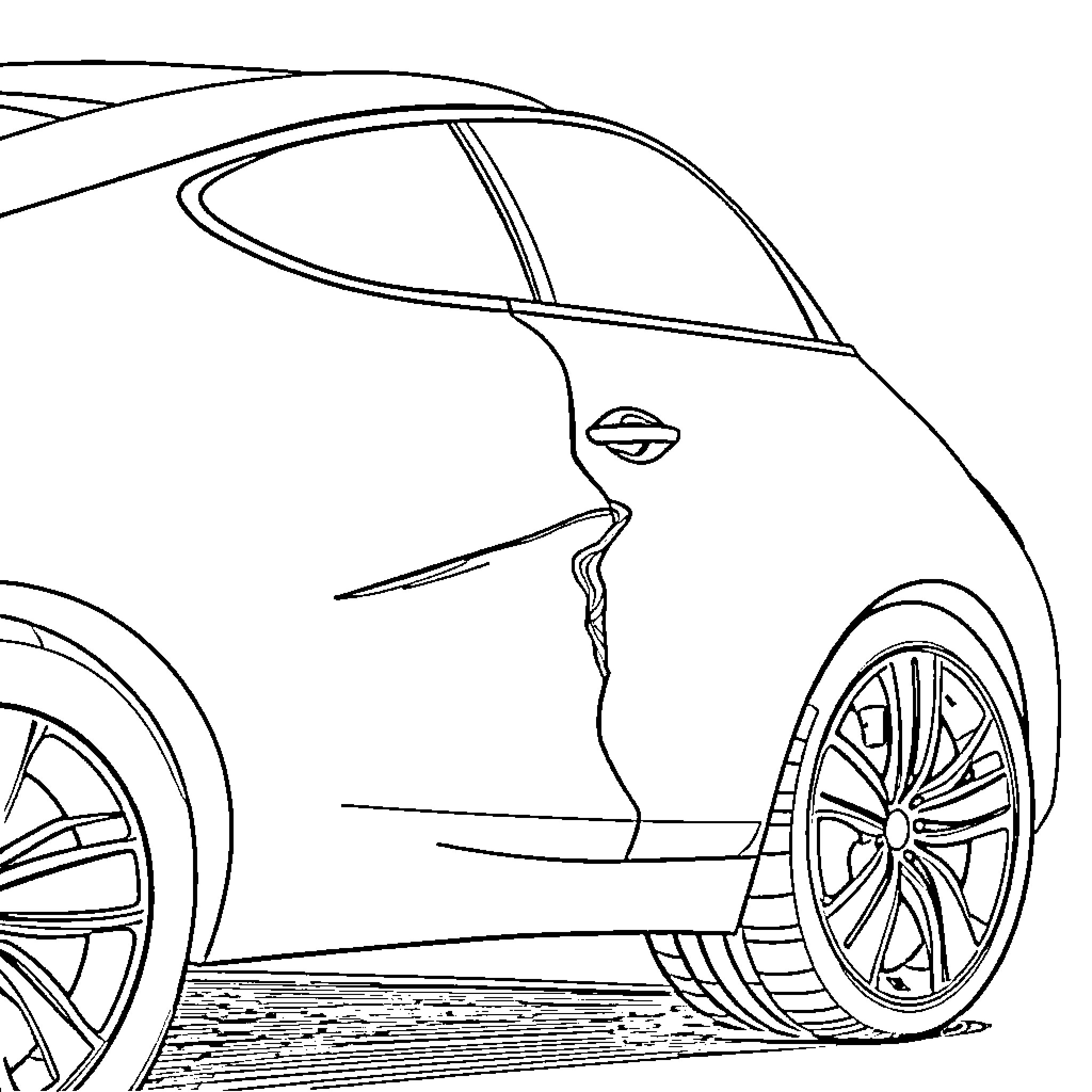 Genesis G70 sleek and stylish sports sedan Coloring Page (free black-and-white line drawing printable PDF for all, from beginners to advanced learners, including children, teens, adults, and seniors)