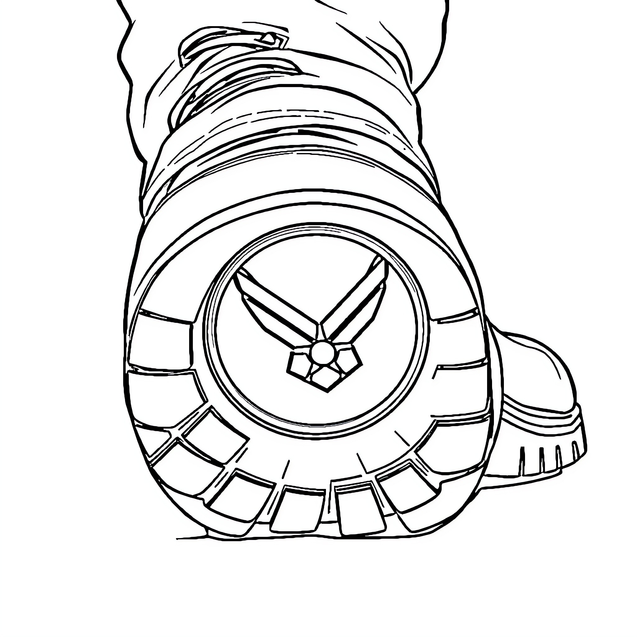 Air Force military equipment detail illustration Coloring Page (free black-and-white line drawing printable PDF for all, from beginners to advanced learners, including children, teens, adults, and seniors)