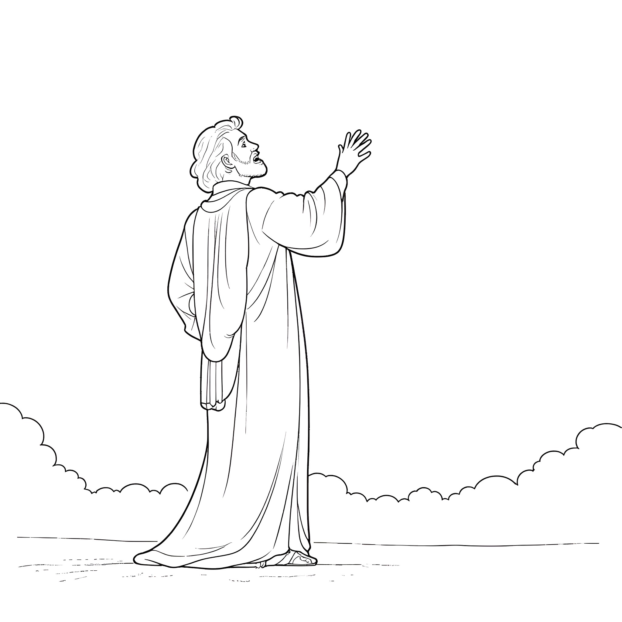 Revelation of a Heavenly Messenger Coloring Page (free black-and-white line drawing printable PDF for all, from beginners to advanced learners, including children, teens, adults, and seniors)
