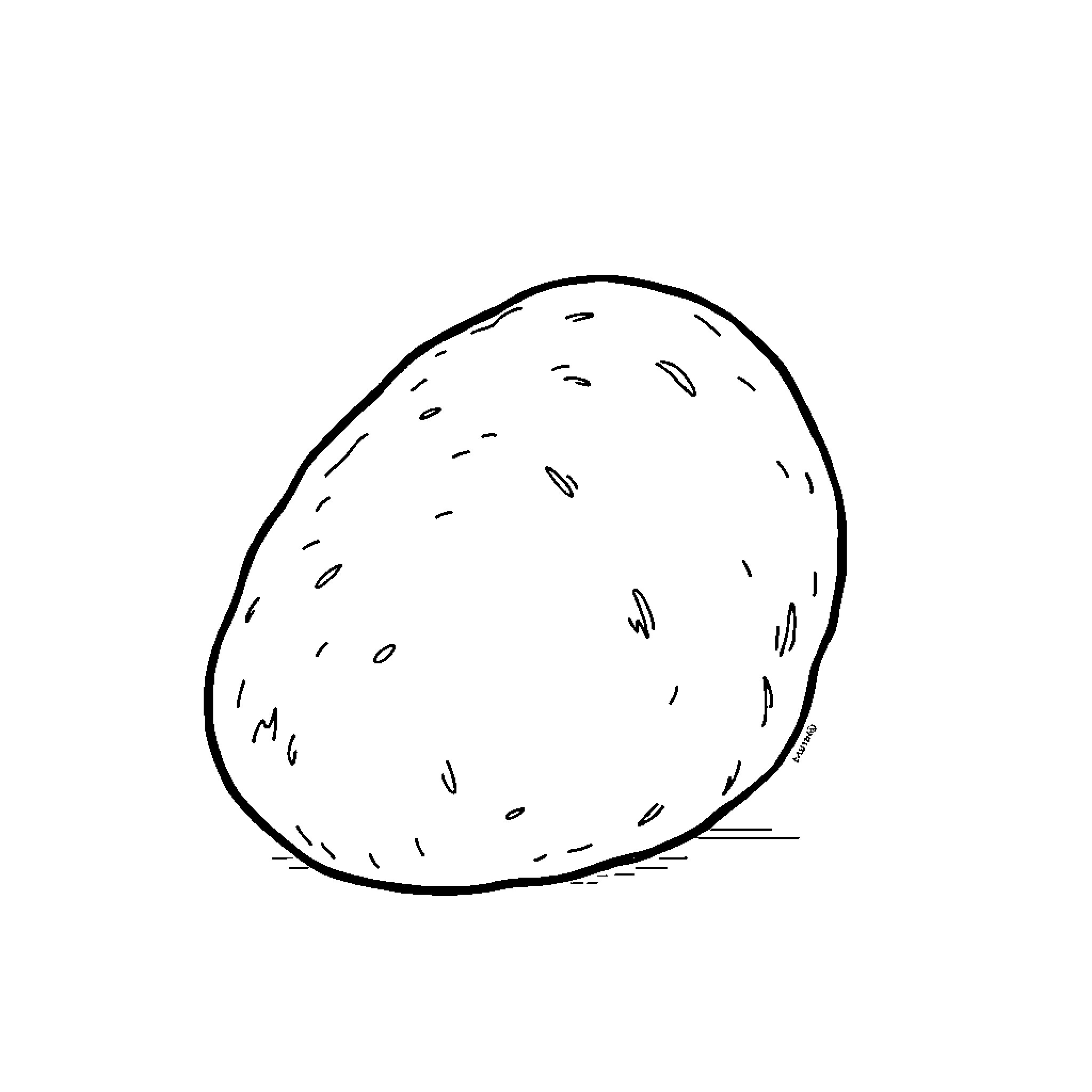 Potato in simple outline Coloring Page (free black-and-white line drawing printable PDF for all, from beginners to advanced learners, including children, teens, adults, and seniors)