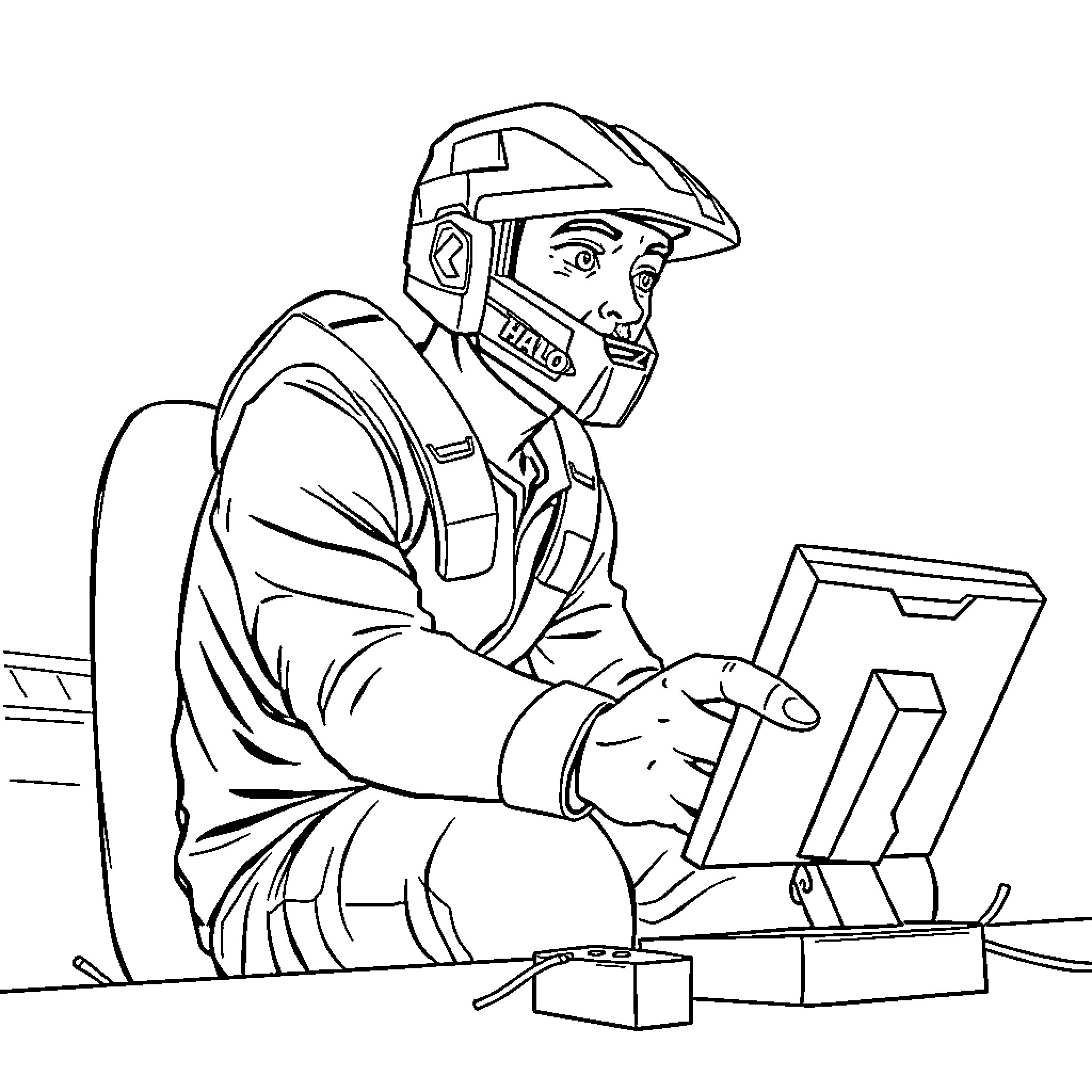 Teacher working diligently on a construction project Coloring Page (free black-and-white line drawing printable PDF for all, from beginners to advanced learners, including children, teens, adults, and seniors)