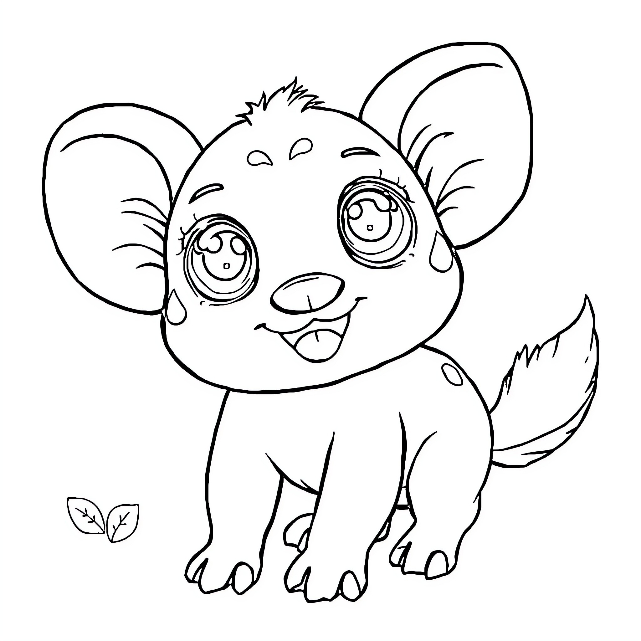 Bubu the Cute and Playful Creature Coloring Page (free black-and-white line drawing printable PDF for all, from beginners to advanced learners, including children, teens, adults, and seniors)