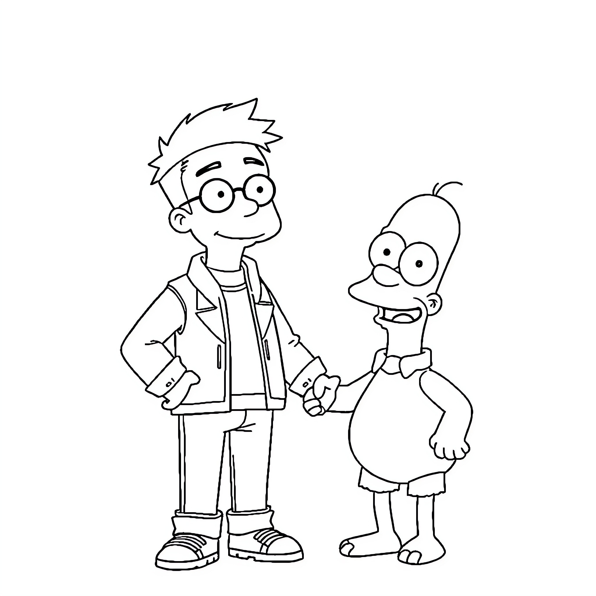 Rumi's Animated Adventures with Friends Coloring Page (free black-and-white line drawing printable PDF for all, from beginners to advanced learners, including children, teens, adults, and seniors)