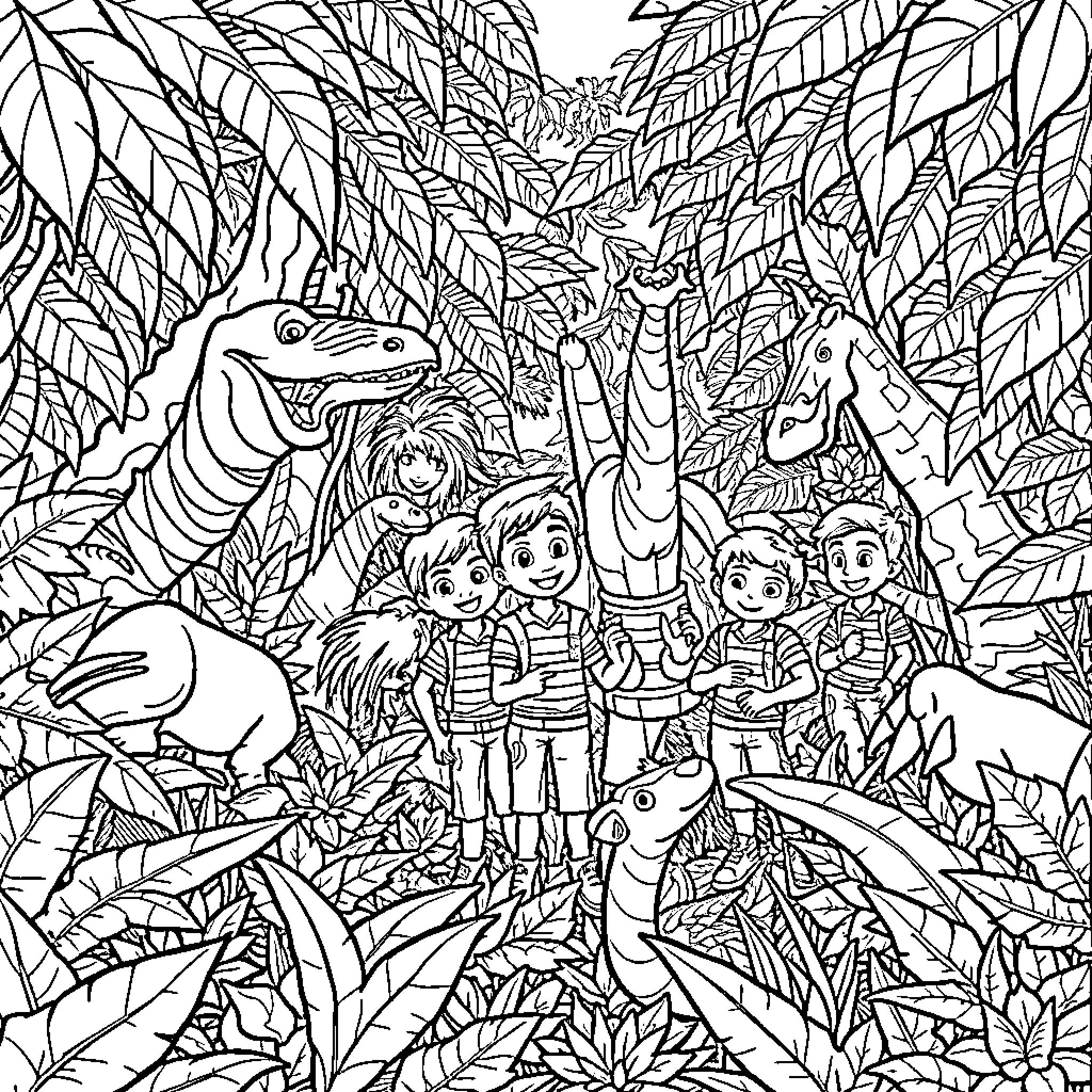Wild Kratt Explore Nature's Wonders Coloring Page (free black-and-white line drawing printable PDF for all, from beginners to advanced learners, including children, teens, adults, and seniors)
