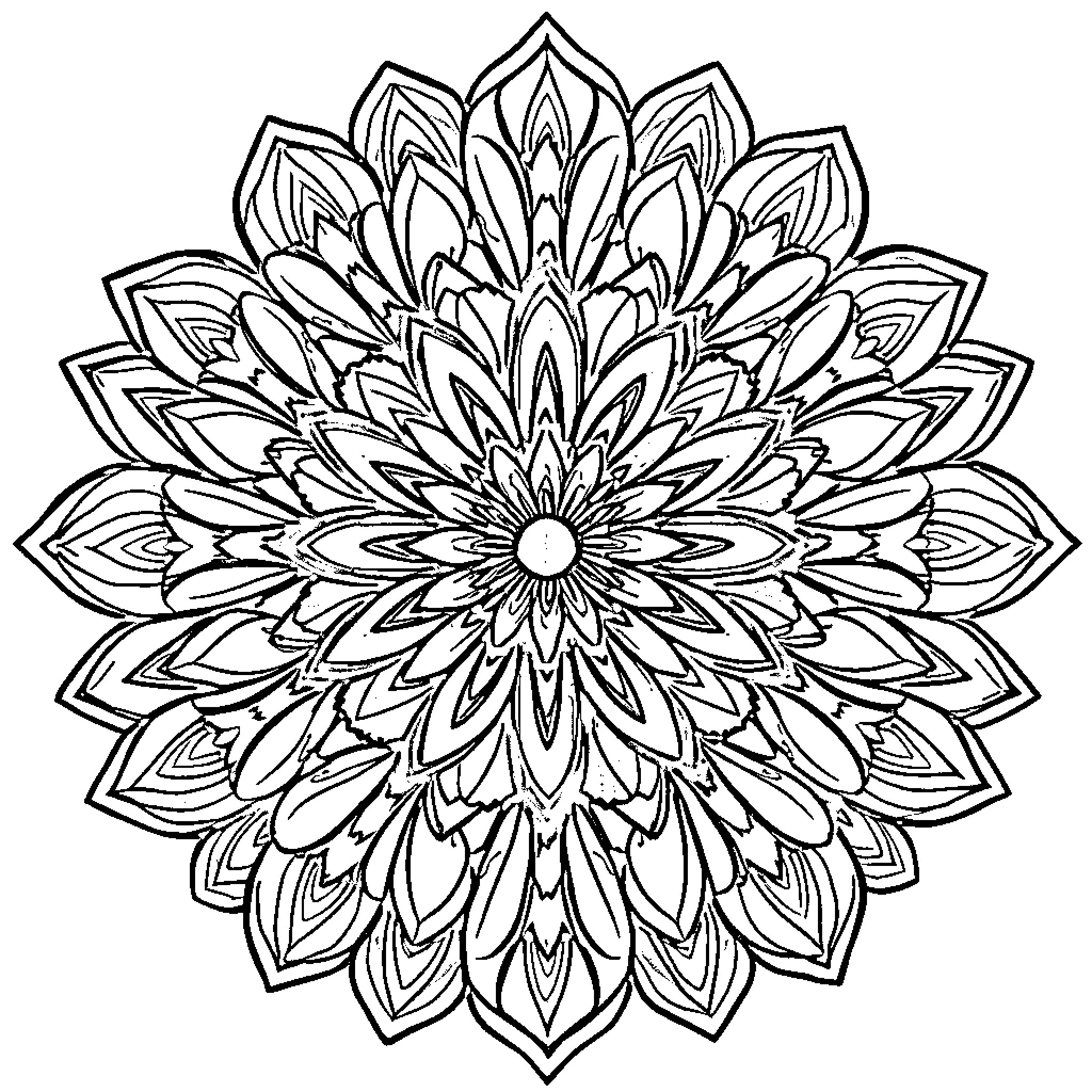 Flower Mandala Artwork Coloring Page (free black-and-white line drawing printable PDF for all, from beginners to advanced learners, including children, teens, adults, and seniors)