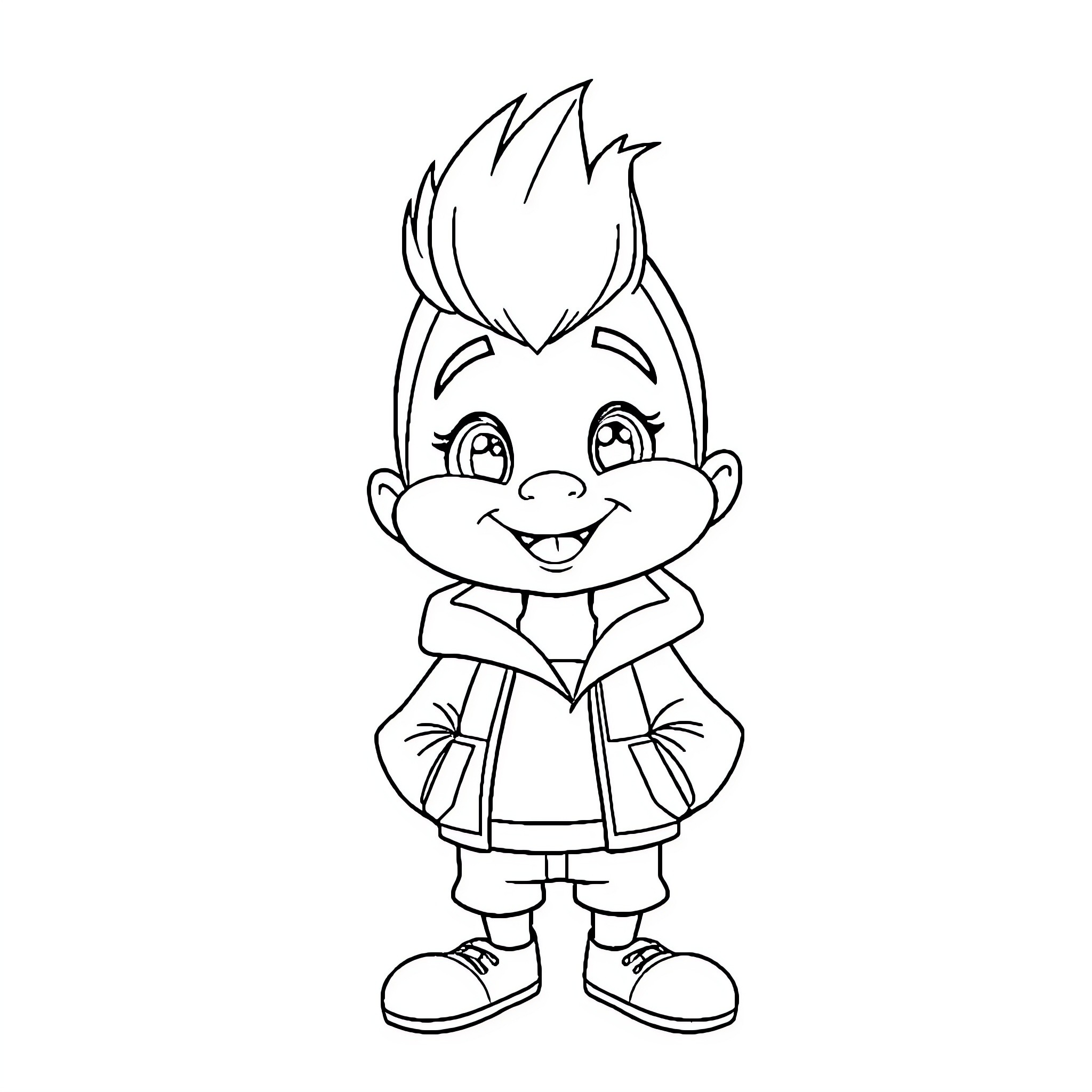 Sprunki Simon's Joyful Mischief Coloring Page (free black-and-white line drawing printable PDF for all, from beginners to advanced learners, including children, teens, adults, and seniors)