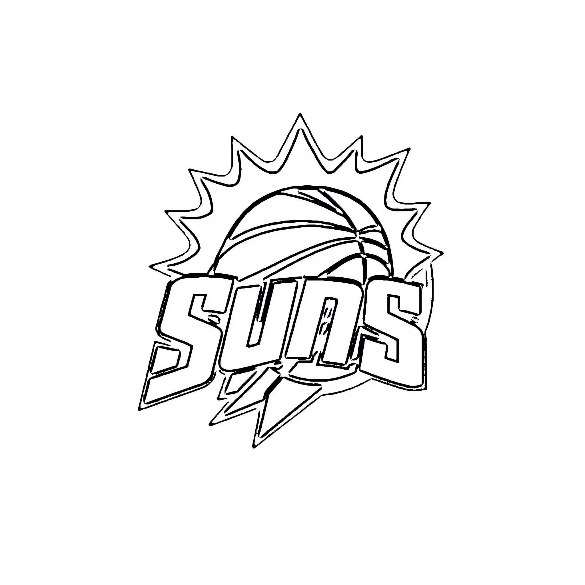Phoenix Basketball Team Logo Coloring Page (free black-and-white line drawing printable PDF for all, from beginners to advanced learners, including children, teens, adults, and seniors)