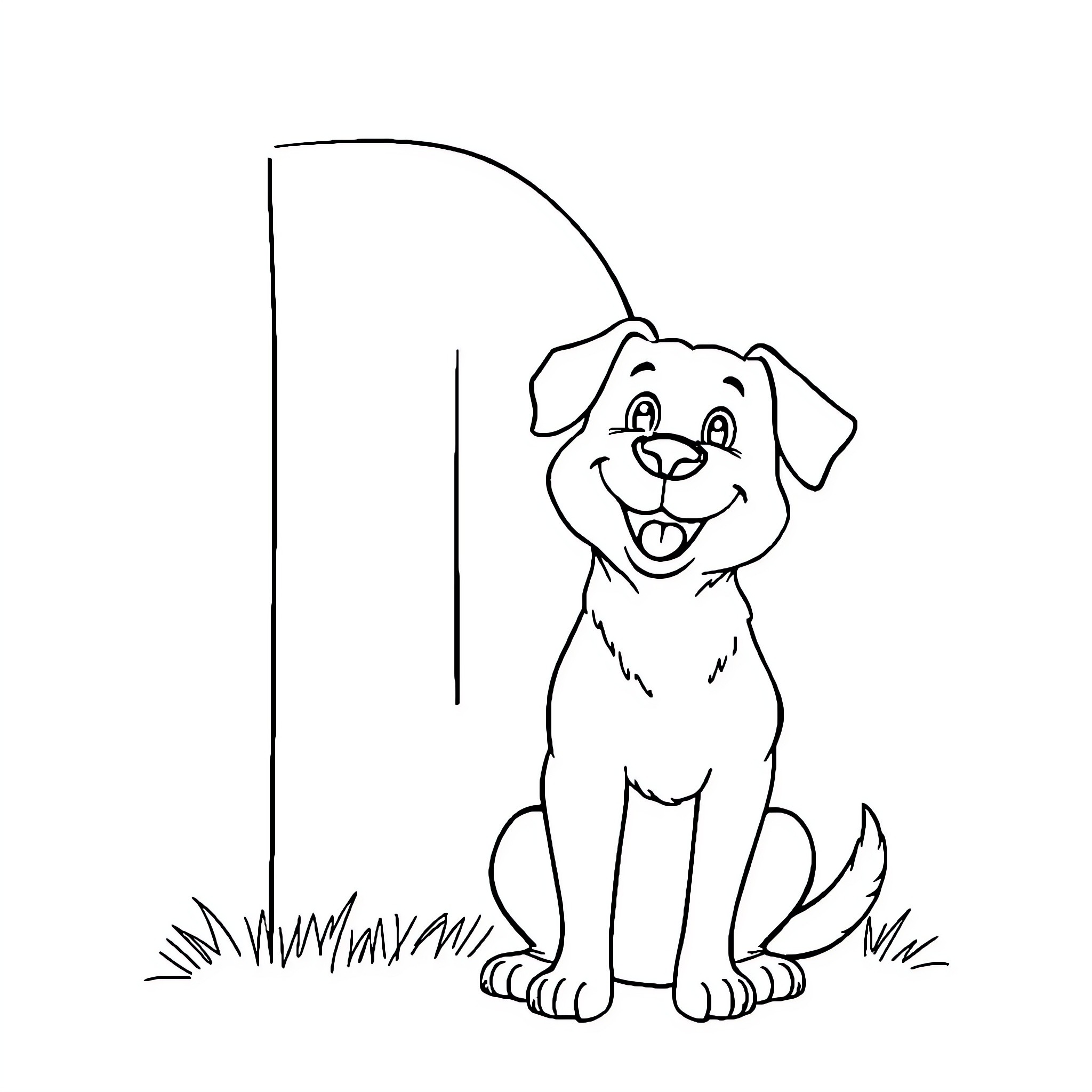 Delighted dog enjoying outdoor adventure Coloring Page (free black-and-white line drawing printable PDF for all, from beginners to advanced learners, including children, teens, adults, and seniors)