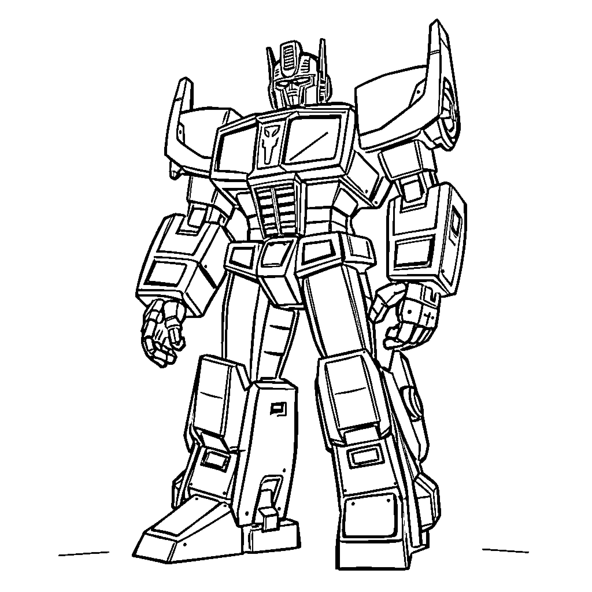 Transformer robot with complex mechanical design Coloring Page (free black-and-white line drawing printable PDF for all, from beginners to advanced learners, including children, teens, adults, and seniors)