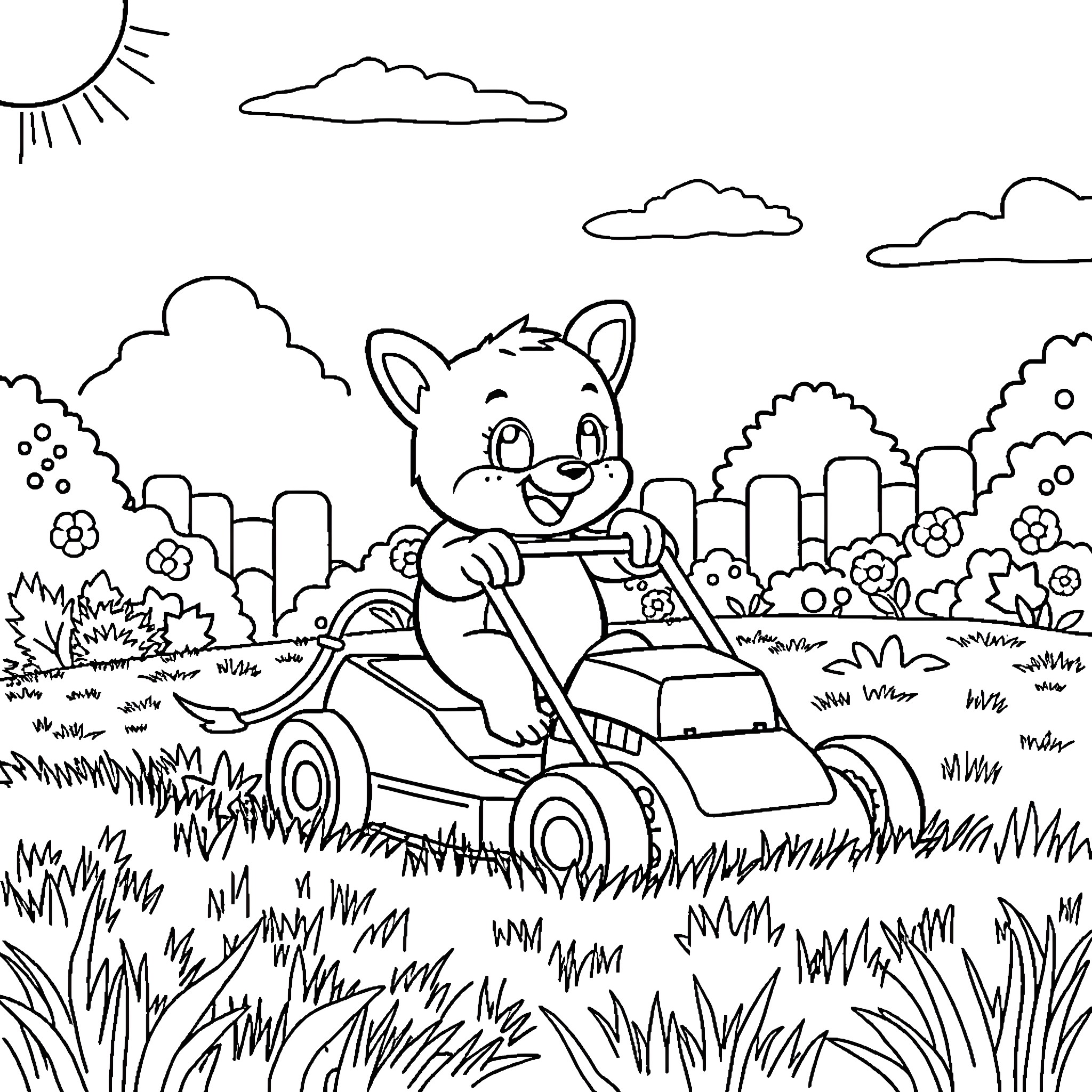 Bluey enjoying a fun outdoor adventure Coloring Page (free black-and-white line drawing printable PDF for all, from beginners to advanced learners, including children, teens, adults, and seniors)