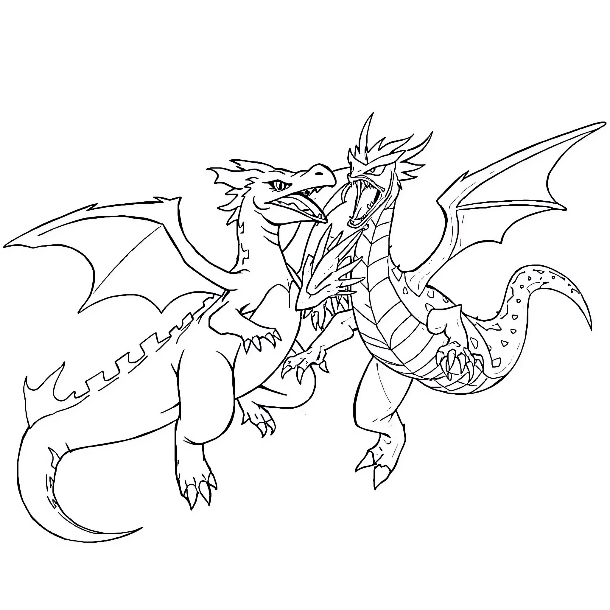 Charizard unleashing powerful flames in a fierce battle Coloring Page (free black-and-white line drawing printable PDF for all, from beginners to advanced learners, including children, teens, adults, and seniors)
