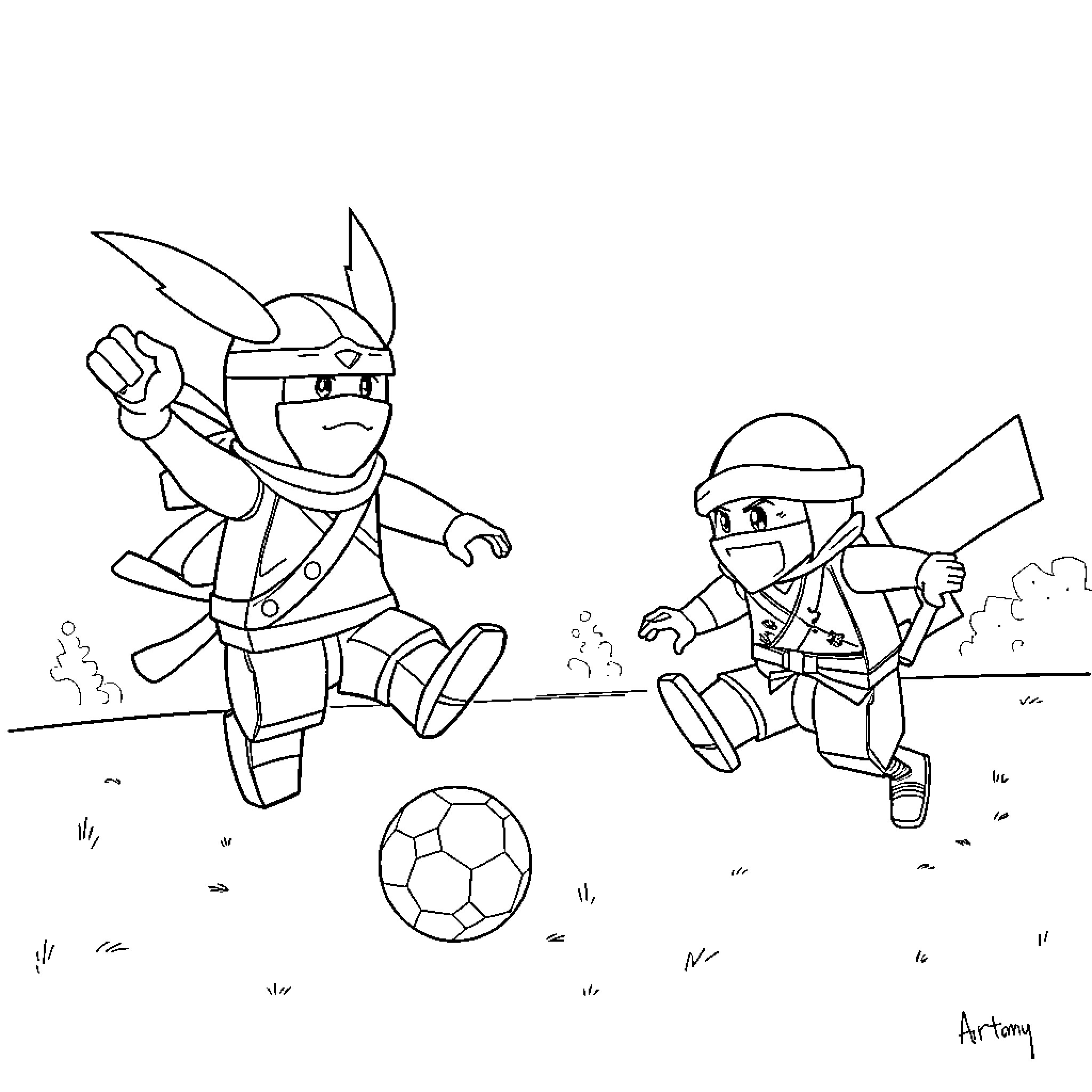 Pokémon characters playing soccer in the park Coloring Page (free black-and-white line drawing printable PDF for all, from beginners to advanced learners, including children, teens, adults, and seniors)