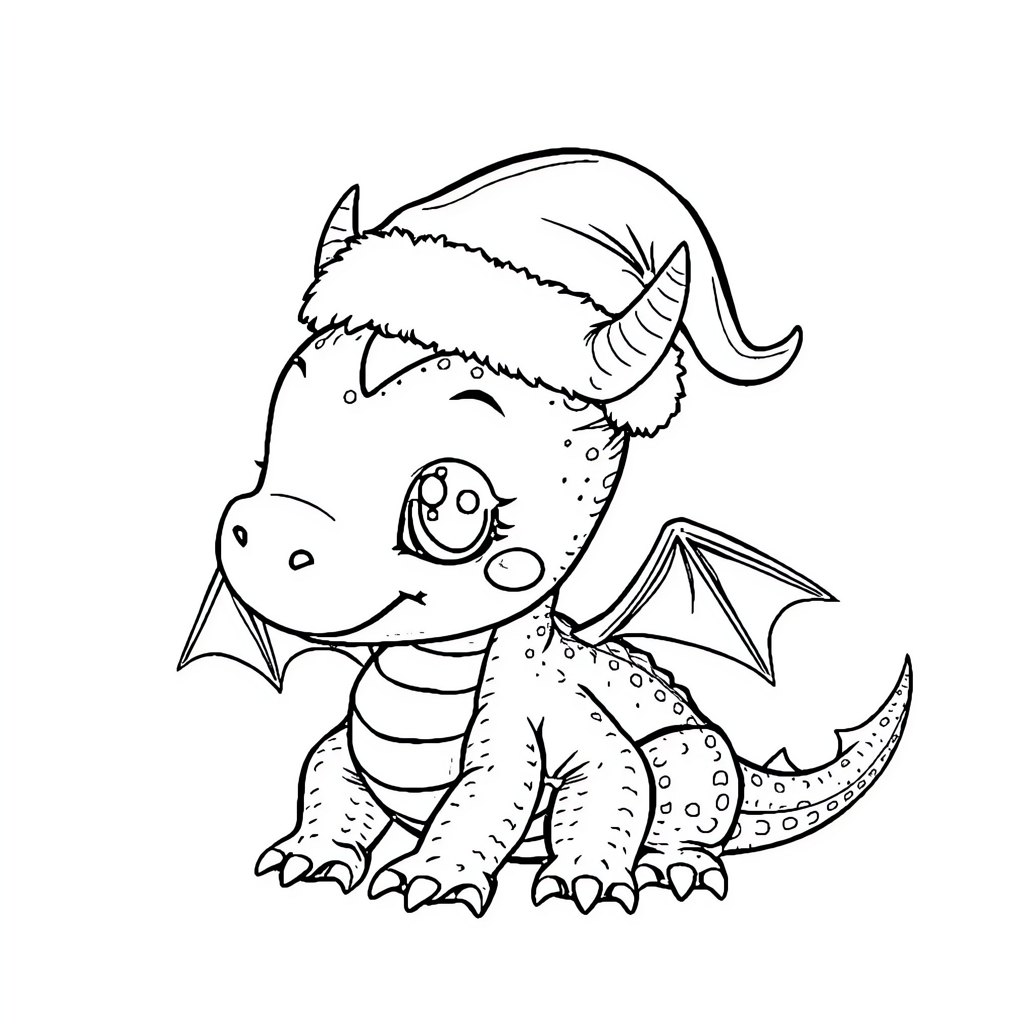 Dragon hatchling exploring the world Coloring Page (free black-and-white line drawing printable PDF for all, from beginners to advanced learners, including children, teens, adults, and seniors)