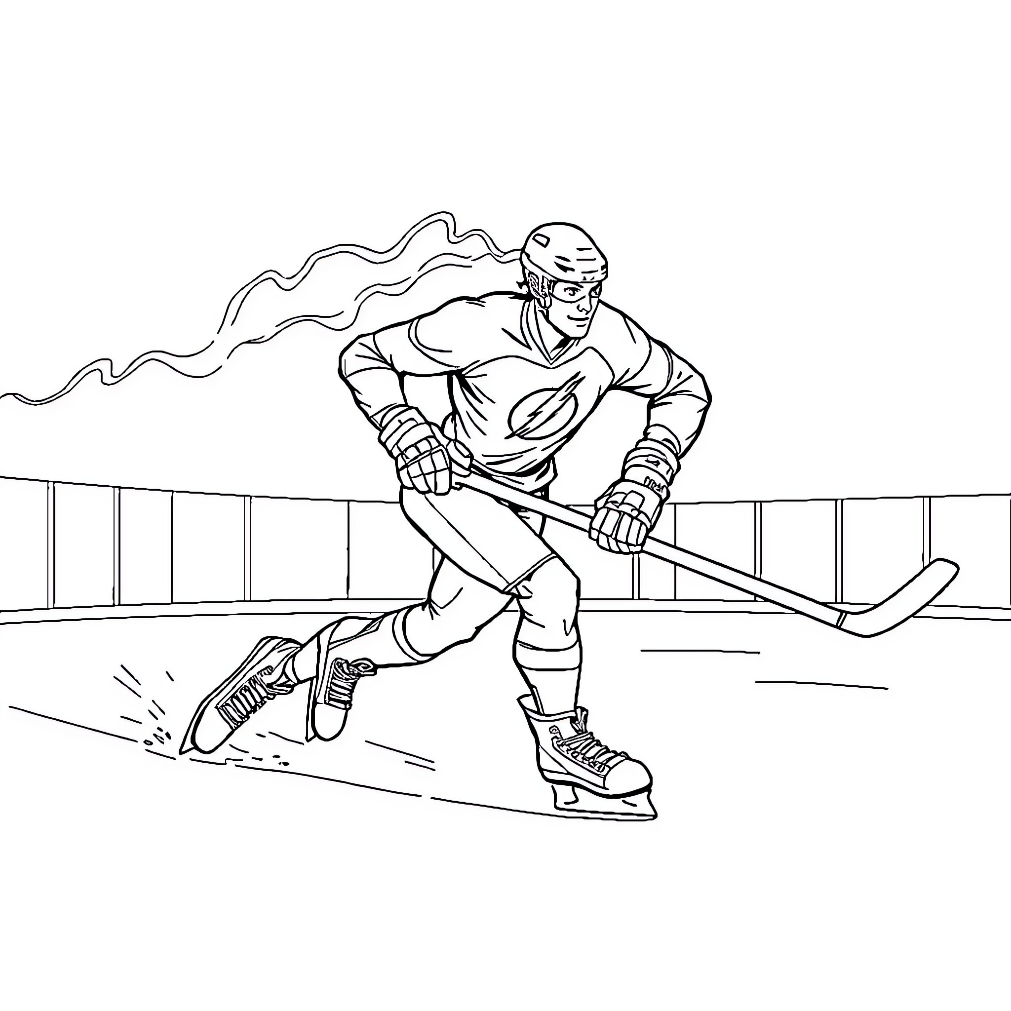 Flash Player Skating Swiftly on Ice Rink Coloring Page (free black-and-white line drawing printable PDF for all, from beginners to advanced learners, including children, teens, adults, and seniors)