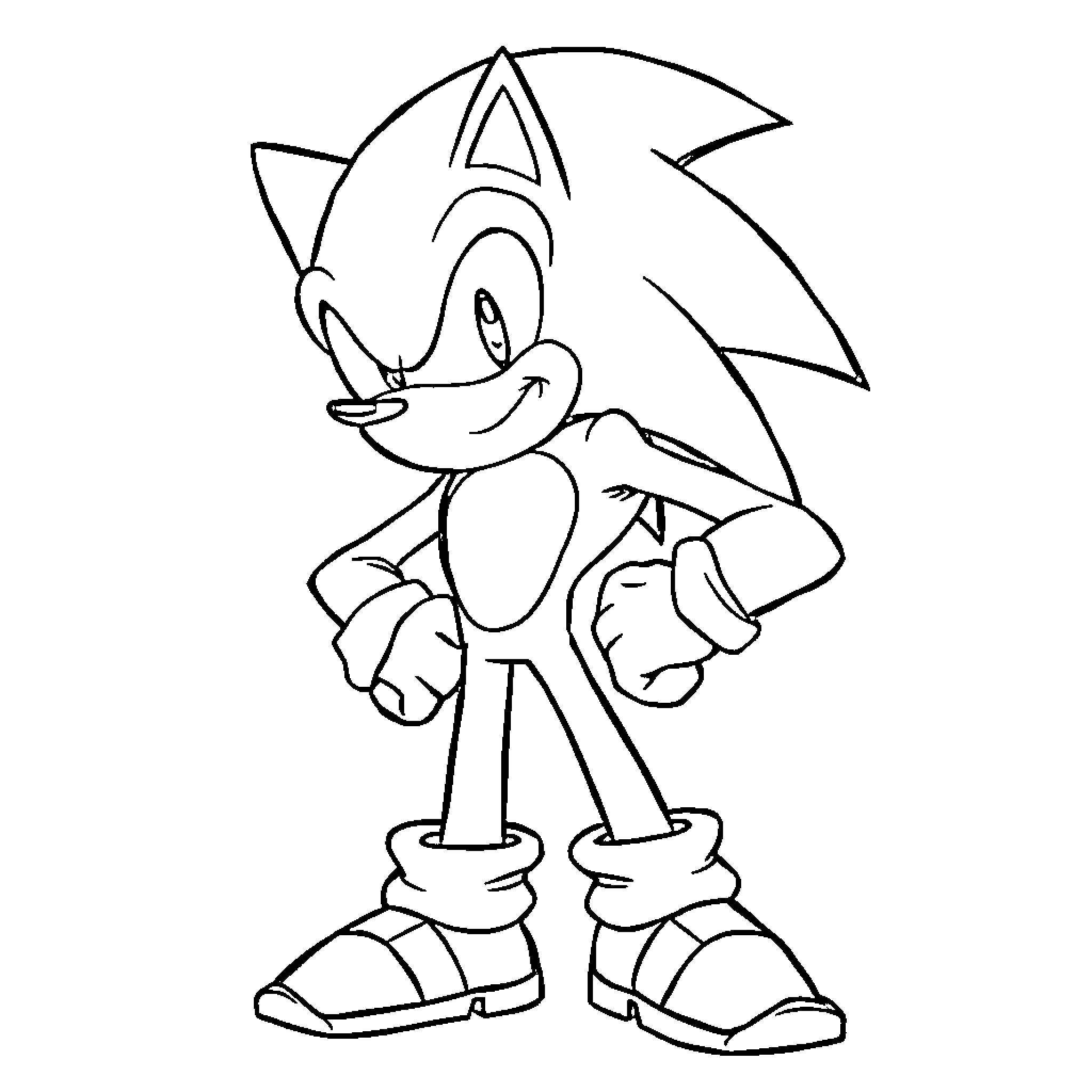 Hulk Sonic striking a heroic pose Coloring Page (free black-and-white line drawing printable PDF for all, from beginners to advanced learners, including children, teens, adults, and seniors)