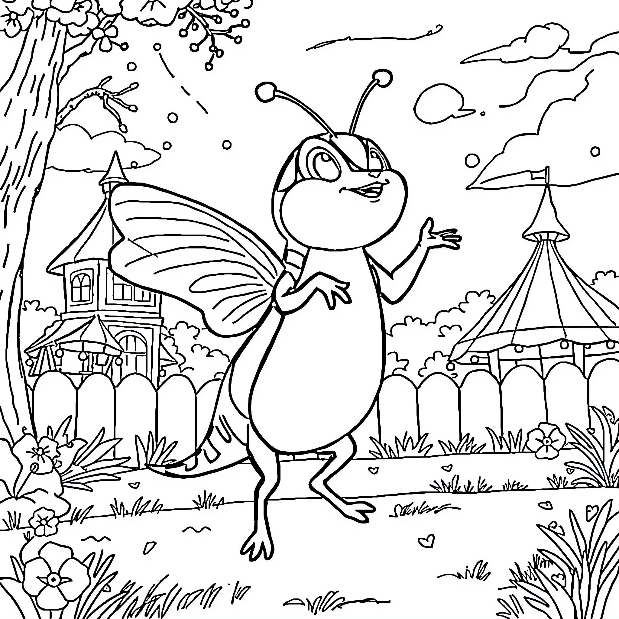 Paw Patrol Character in Carnival Celebration Coloring Page (free black-and-white line drawing printable PDF for all, from beginners to advanced learners, including children, teens, adults, and seniors)